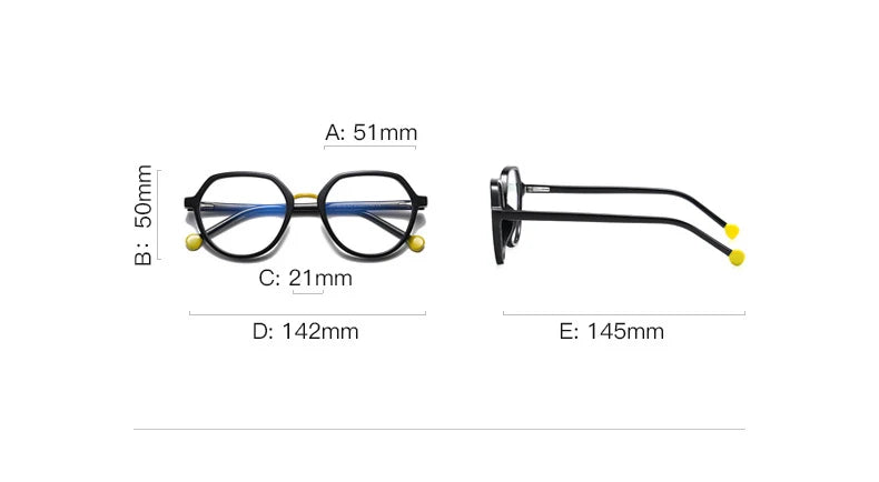 CCspace Unisex Full Rim Flat Top Round TR90 Titanium Eyeglasses 57322 - Lightweight & Durable Glasses for Work, Reading & Fashion