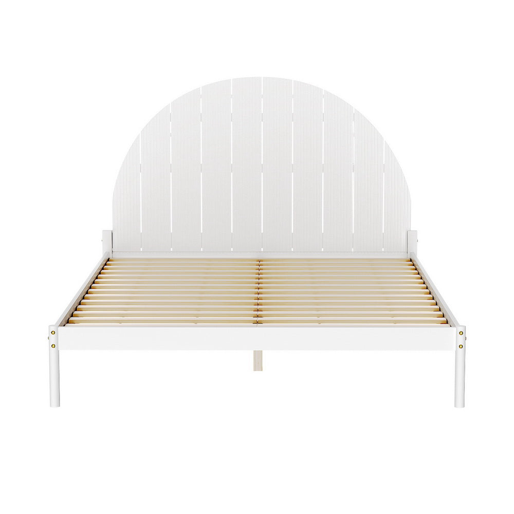Daly Queen Wooden Bed Frame - White Solid Wood Platform Bed with Slats, No Box Spring Needed - Perfect for Master Bedroom, Guest Room & Modern Home Decor
