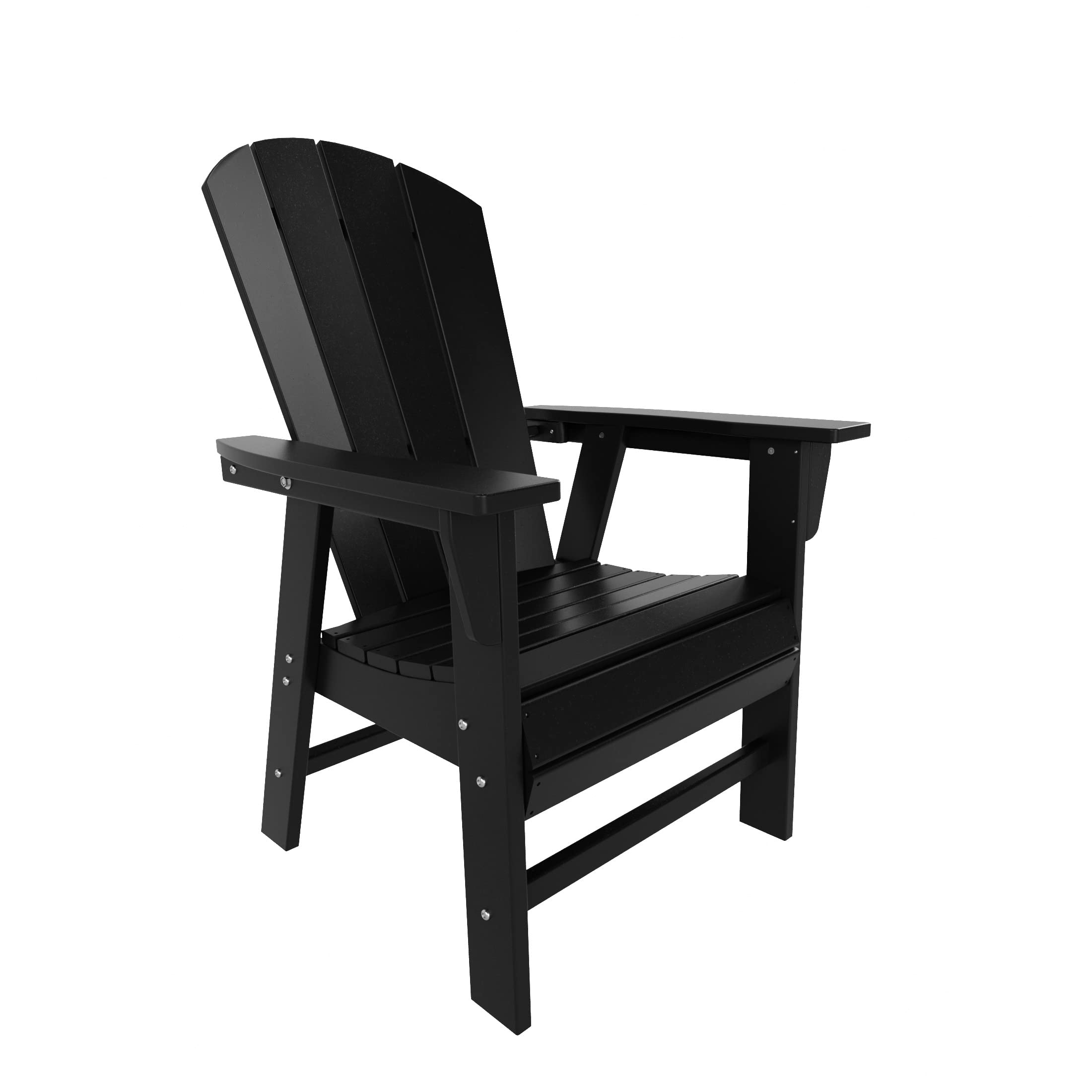 **Classic Black Adirondack Dining Chair - Traditional Retro Outdoor Lounger Seat for Patio, Poolside, Backyard & Garden - Durable Aesthetic Outdoor Furniture for Relaxing & Dining Al Fresco**