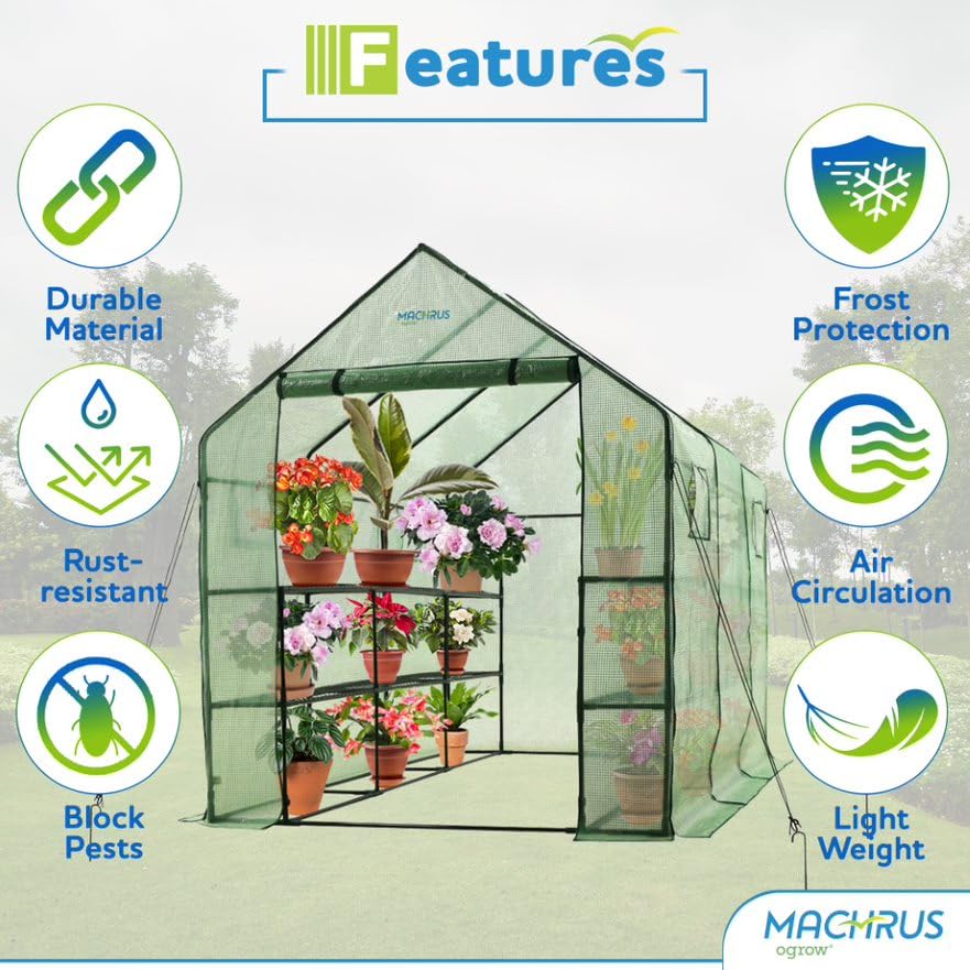 Machrus Ogrow Greenhouse Kit - Multiple Sizes for Outdoor Gardening | Small, Mini & Standard Greenhouses for Plants, Vegetables & Flowers | Perfect for Backyard, Patio & Balcony Gardening