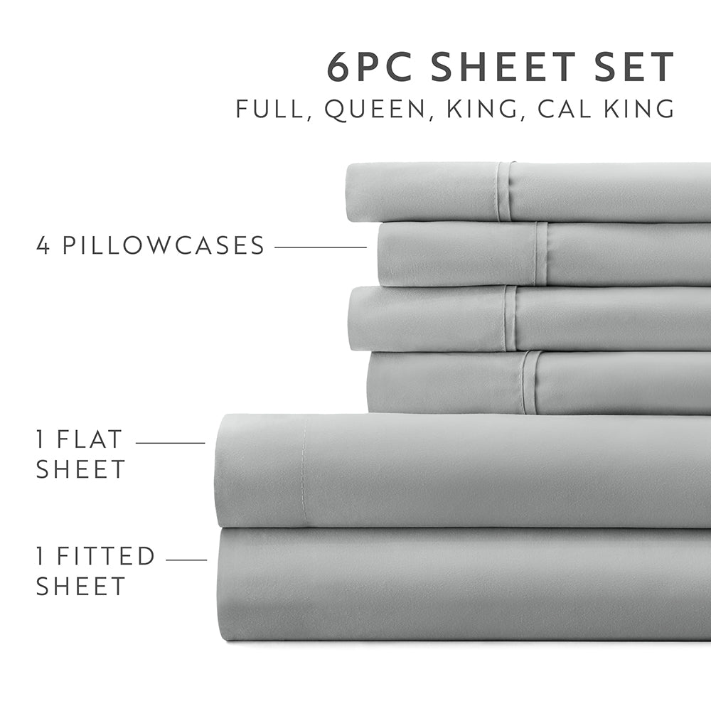 6-Piece Essential Sheet Set - Soft & Breathable Bed Sheets for Queen/King Size - Perfect for Home, Hotel & Guest Room Comfort