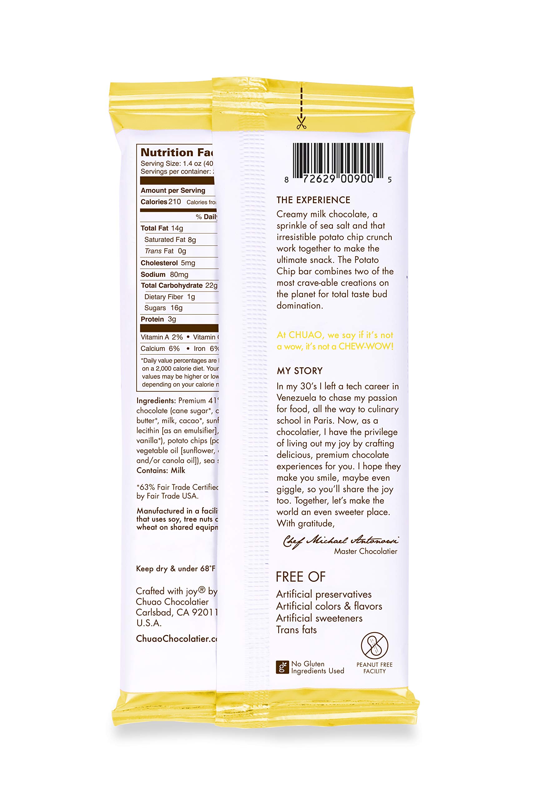 Chuao Chocolatier Potato Chip Milk Chocolate Bars - Gourmet No Preservatives Chocolate - 12 Count Pack for Gifts, Christmas, Birthday, Thank You, Care Packages - Perfect for Parties, Office Treats & Dessert Platters