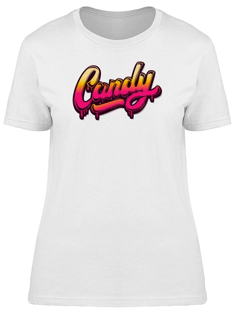 Stylish Women's Candy Lettering Graphic T-Shirt - Trendy Casual Tee for Everyday Wear, Outfits & Street Fashion