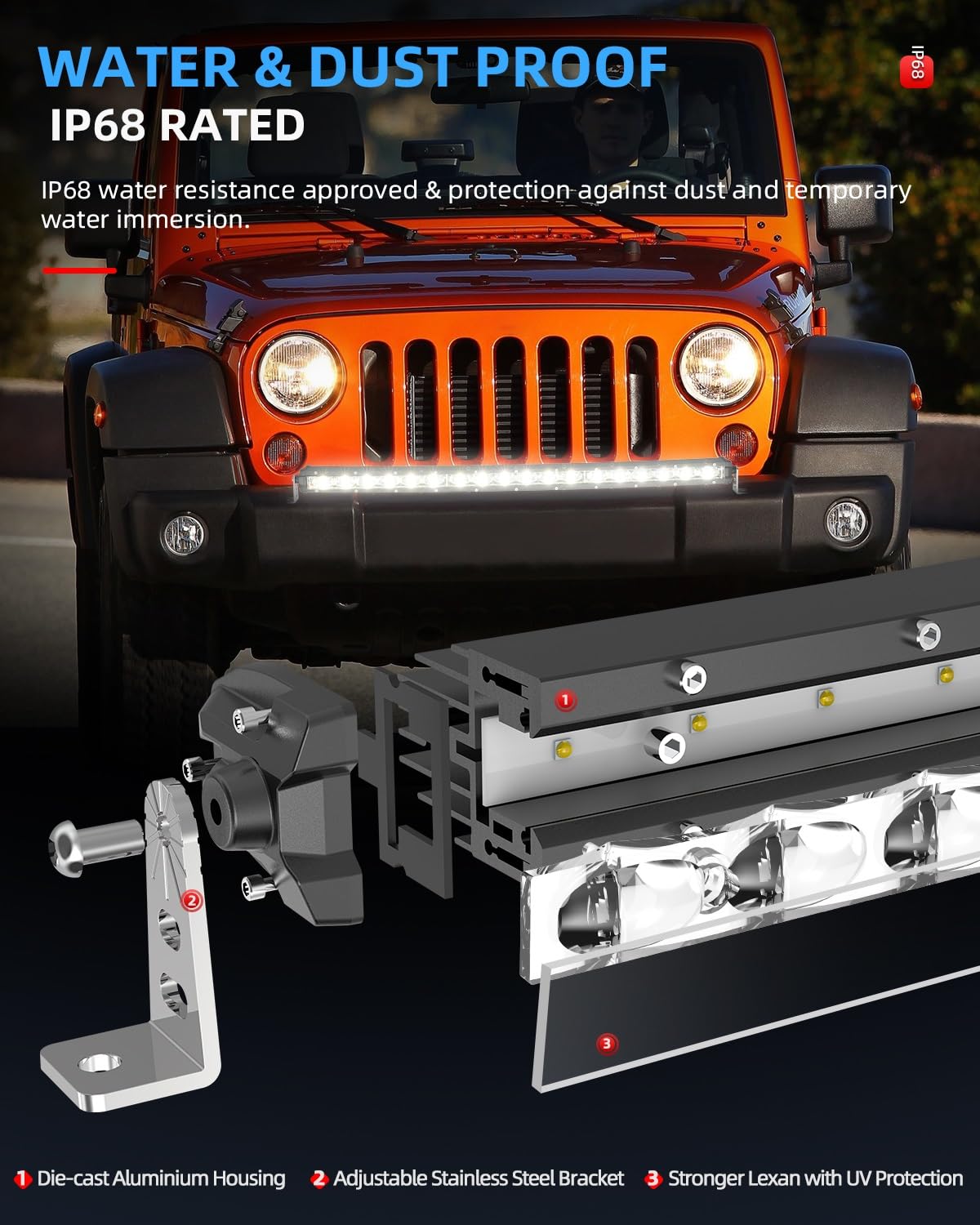 BraveWAY 38 Inch Curved LED Light Bar - Single Row Offroad Driving Light with Spot Flood Combo Beam - Waterproof LED Work Light for Trucks, UTV, ATV, SUV, 4WD, 4X4 Pickup - Perfect for Night Off-Roading, Camping & Emergency Lighting