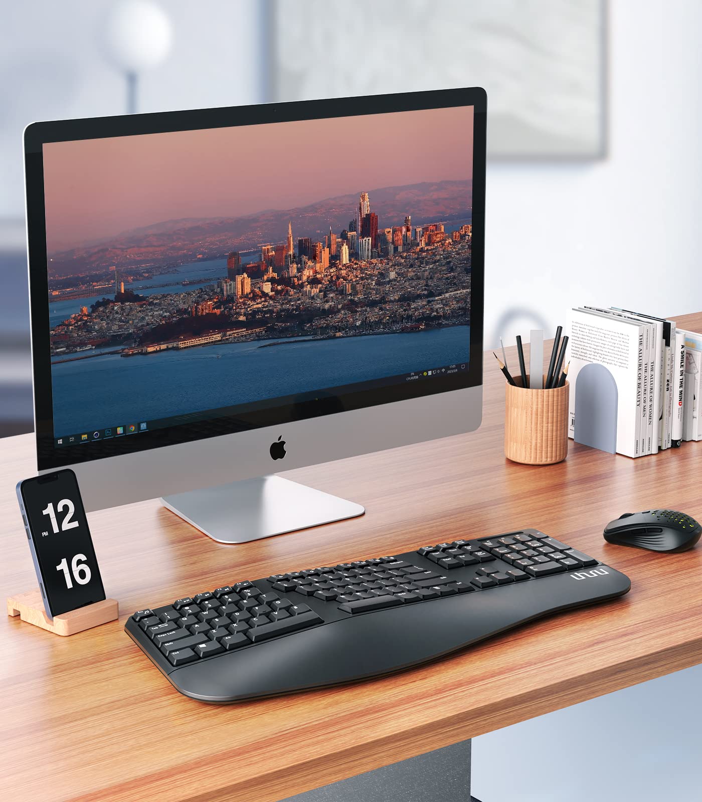 UHURU UEKM-20 Wireless Ergonomic Keyboard and Mouse Combo - Split Design with Palm Rest for Natural Typing, Compatible with Windows & Mac - Perfect for Office Work, Gaming, and Long Typing Sessions