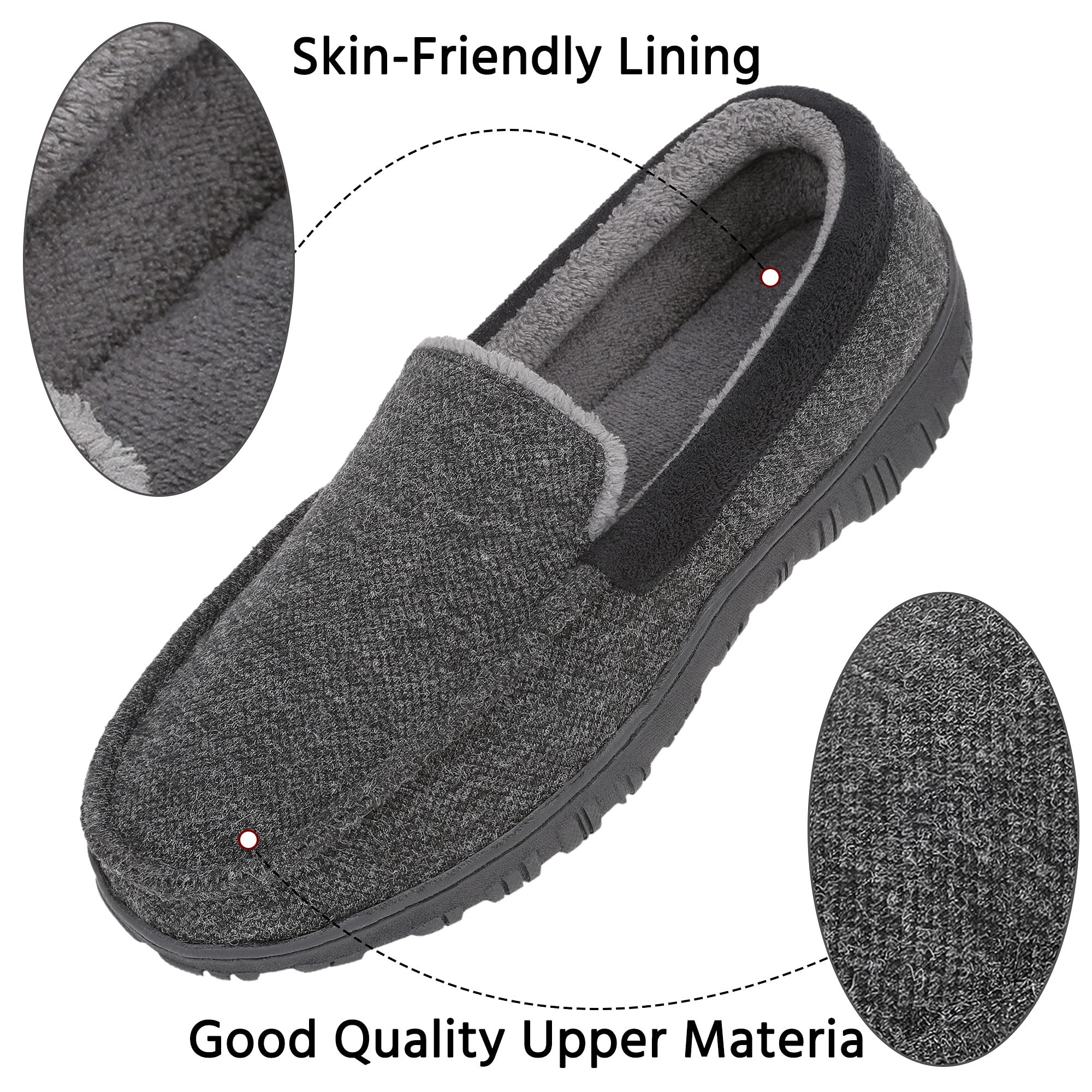 Bigwow Men's Memory Foam Moccasin Slippers - Ultra Soft Fleece Lined Indoor/Outdoor House Shoes with Non-Slip Sole - Perfect for Home, Office, and Travel Comfort