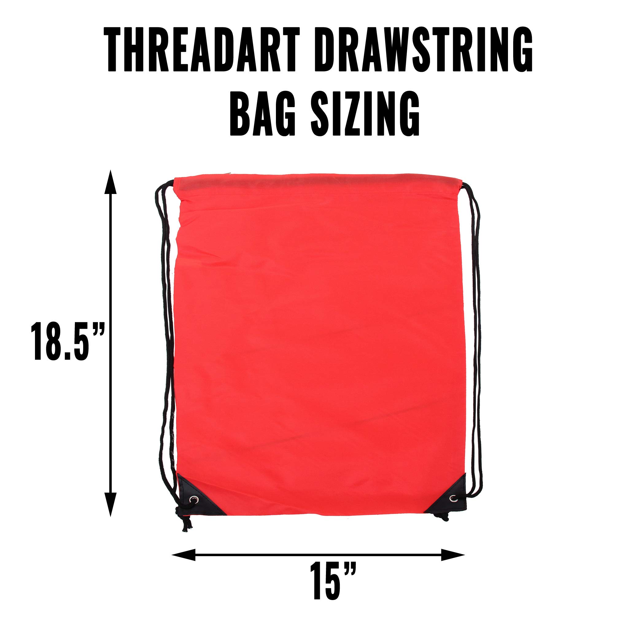 Threadart Drawstring Backpacks - Pack of 10 White Sports Cinch Sack String Backpacks for Gym, Storage & Travel - Large 15