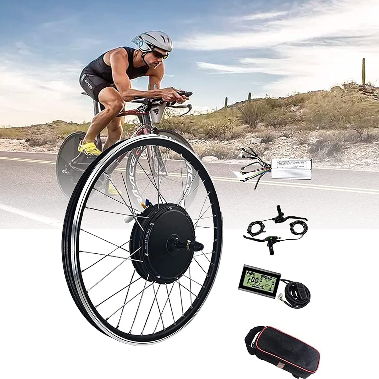 YQJY 48V 1000W Electric Bike Conversion Kit - High Power Rear Hub Motor for Bicycle, Brushless Gearless E-Bike Motor with Controller, 26 Inch Wheel - Perfect for Commuting, Off-Roading & Urban Cycling