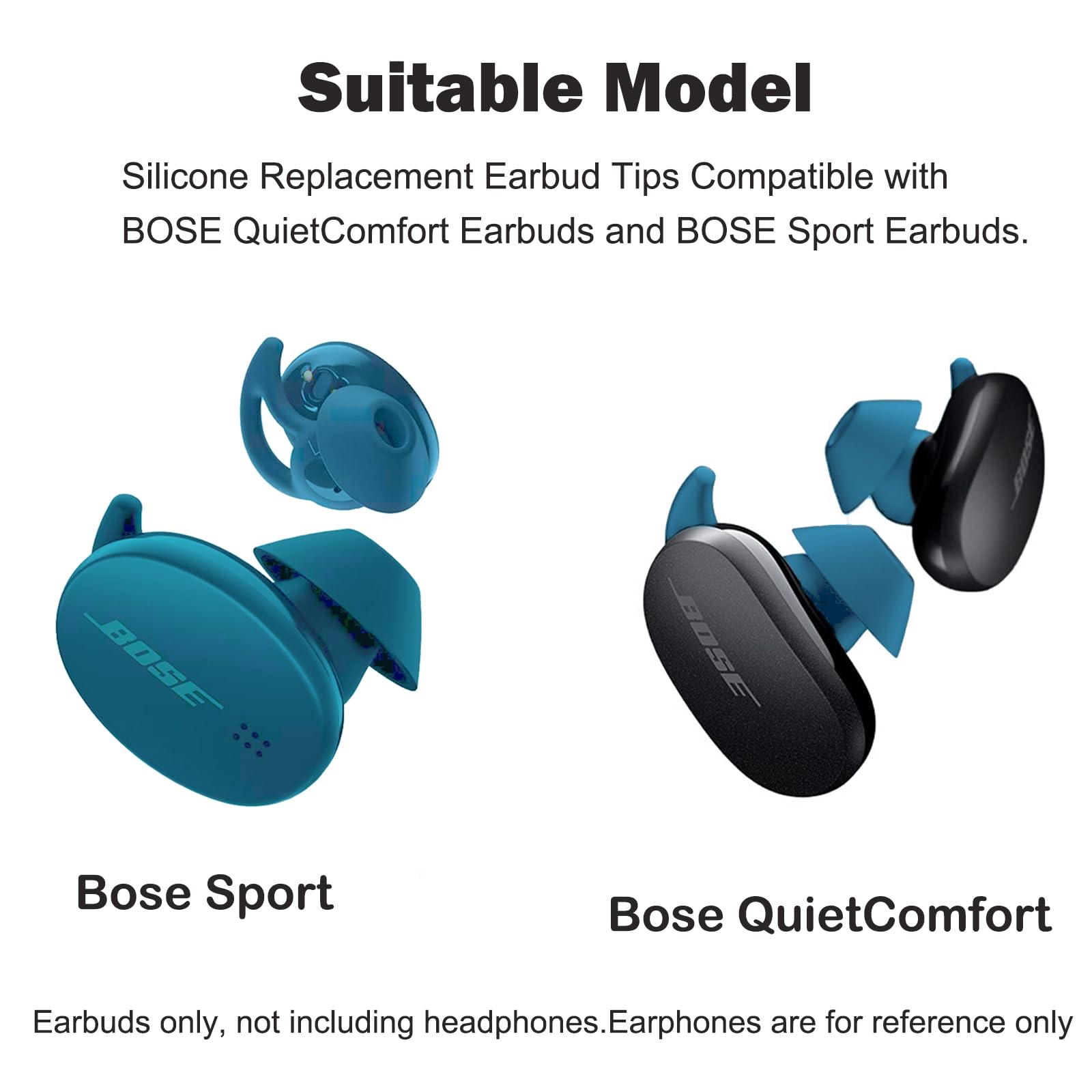 DMZHY 3 Pairs Replacement Earbud Tips - Compatible with Bose Sport & QuietComfort Earbuds II - Blue Small Size - Perfect for Workouts, Running & Noise Isolation