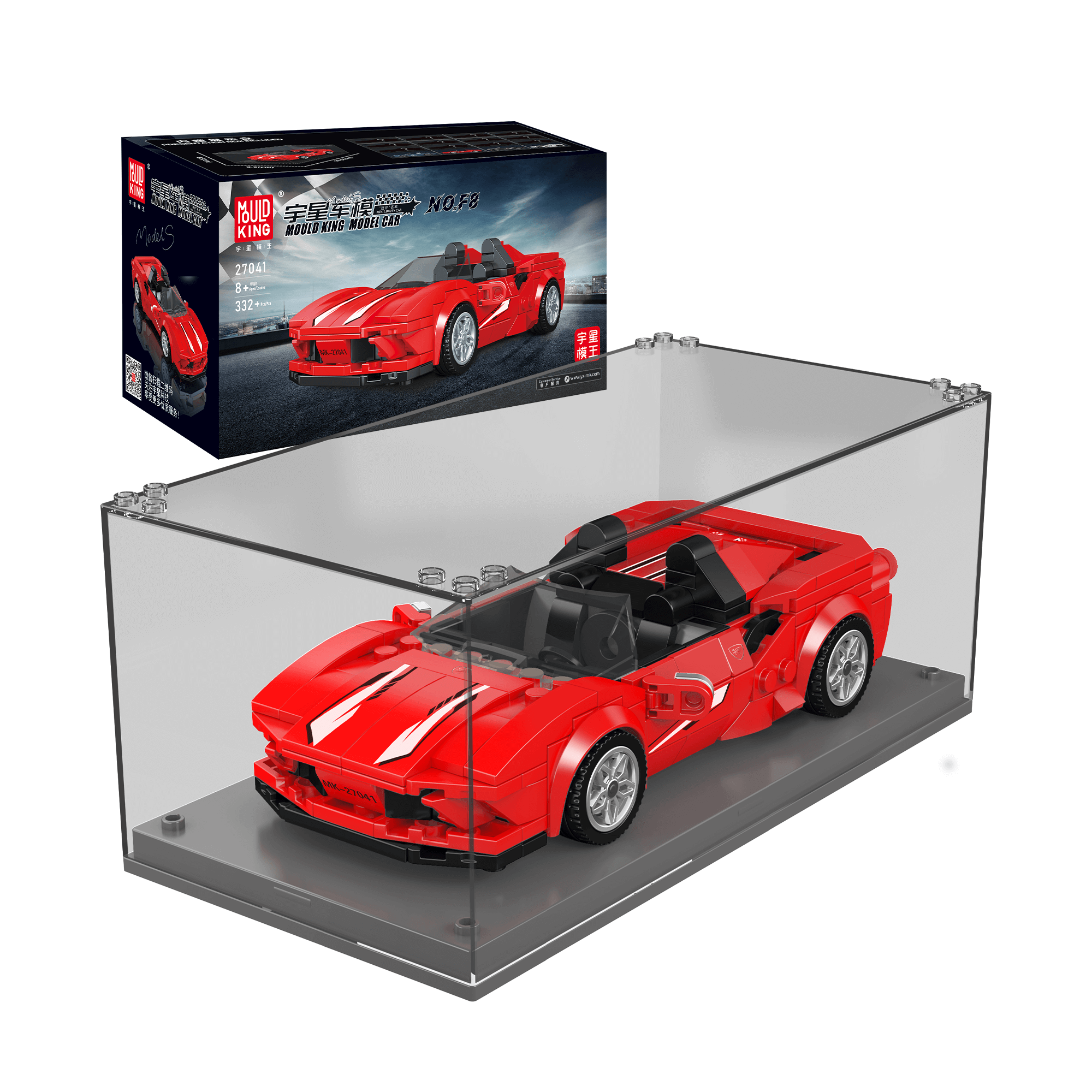 MOULD KING 27041 F8 Supercar Model Building Kit - 332 Piece Sports Car Construction Toy Set for Adults & Kids | STEM Educational Toy, Birthday Gift, DIY Project for Car Enthusiasts | Home Decor, Office Display, Collection Showpiece