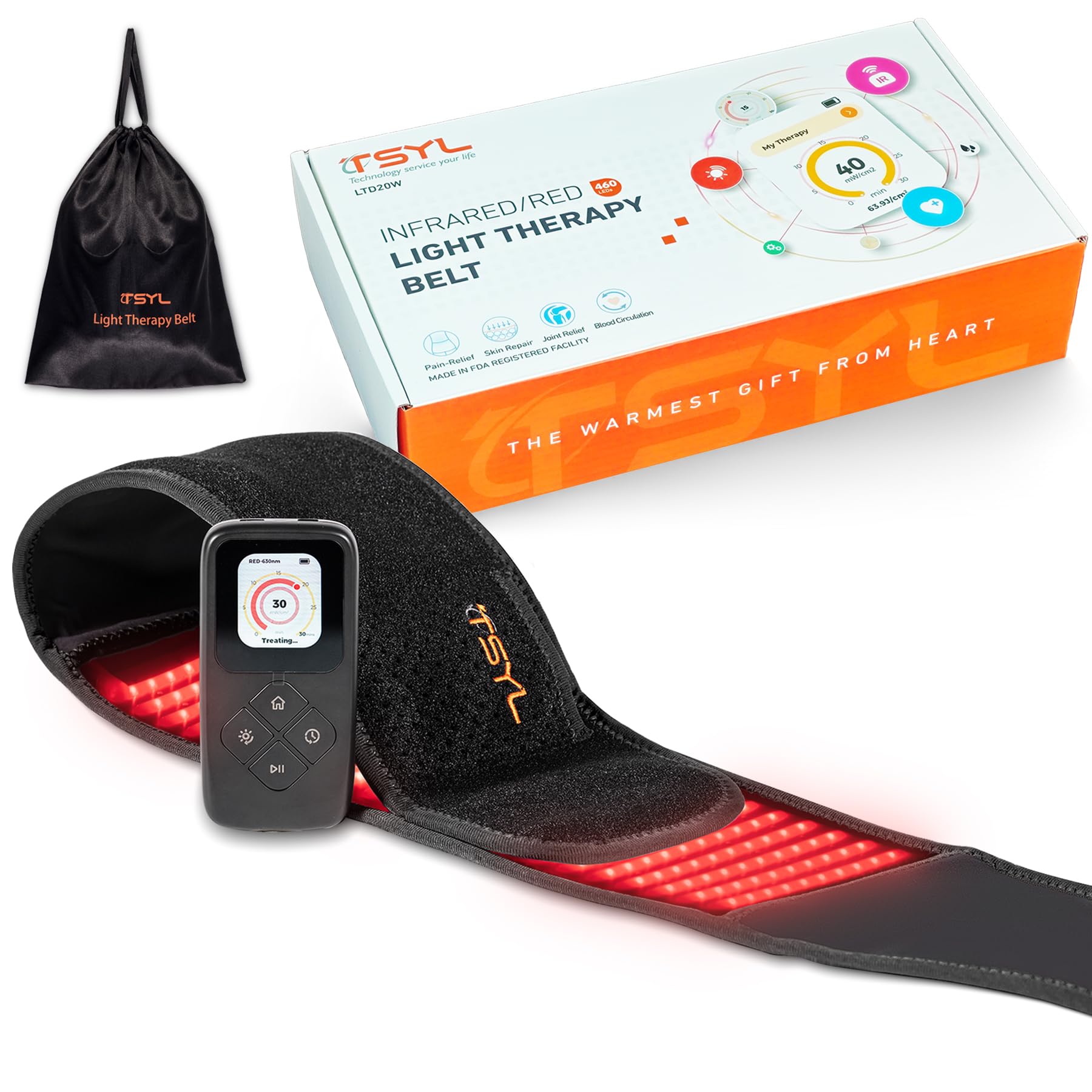 Professional 460 LED Red Light Therapy Belt for Pain Relief - Rechargeable Infrared Light Therapy for Back, Shoulder, Waist & Neck Pain - Home Use & Gift Pack (Black) | Perfect for Muscle Recovery, Joint Pain & Relaxation After Workouts or Long Workdays