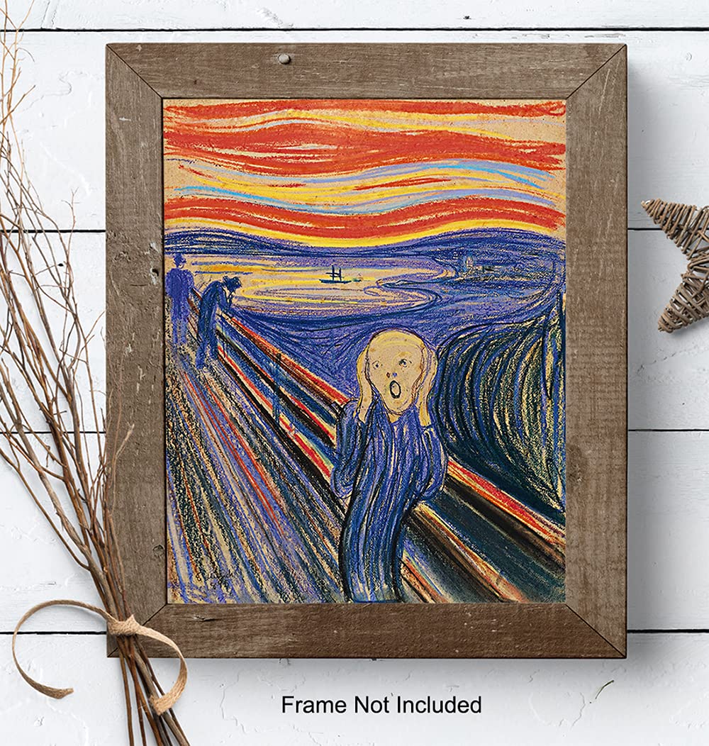 Edvard Munch The Scream Wall Art Print - 8x10 Museum Quality Poster - Abstract Horror Art Decor for Living Room, Bedroom & Office - Gothic Home Decor & Scary Picture for Halloween