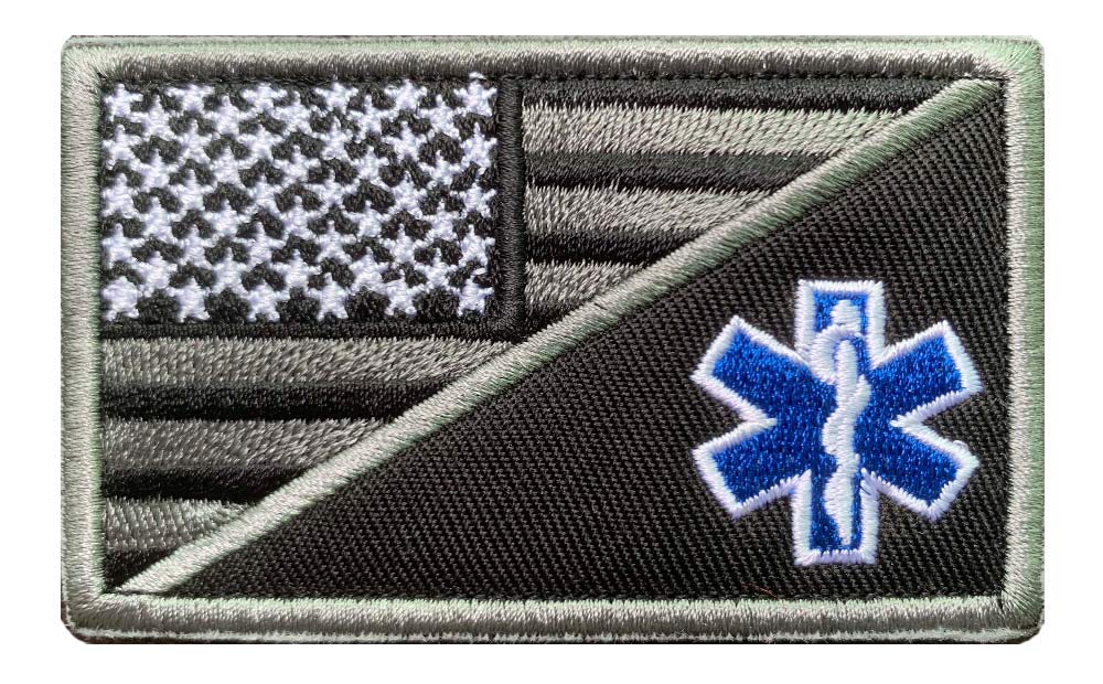 Antrix 2-Piece Star of Life Medical Paramedic EMT Tactical Embroidered Hook & Loop Patches - Black & Tan - Perfect for EMS Uniforms, First Responder Gear & Tactical Vests