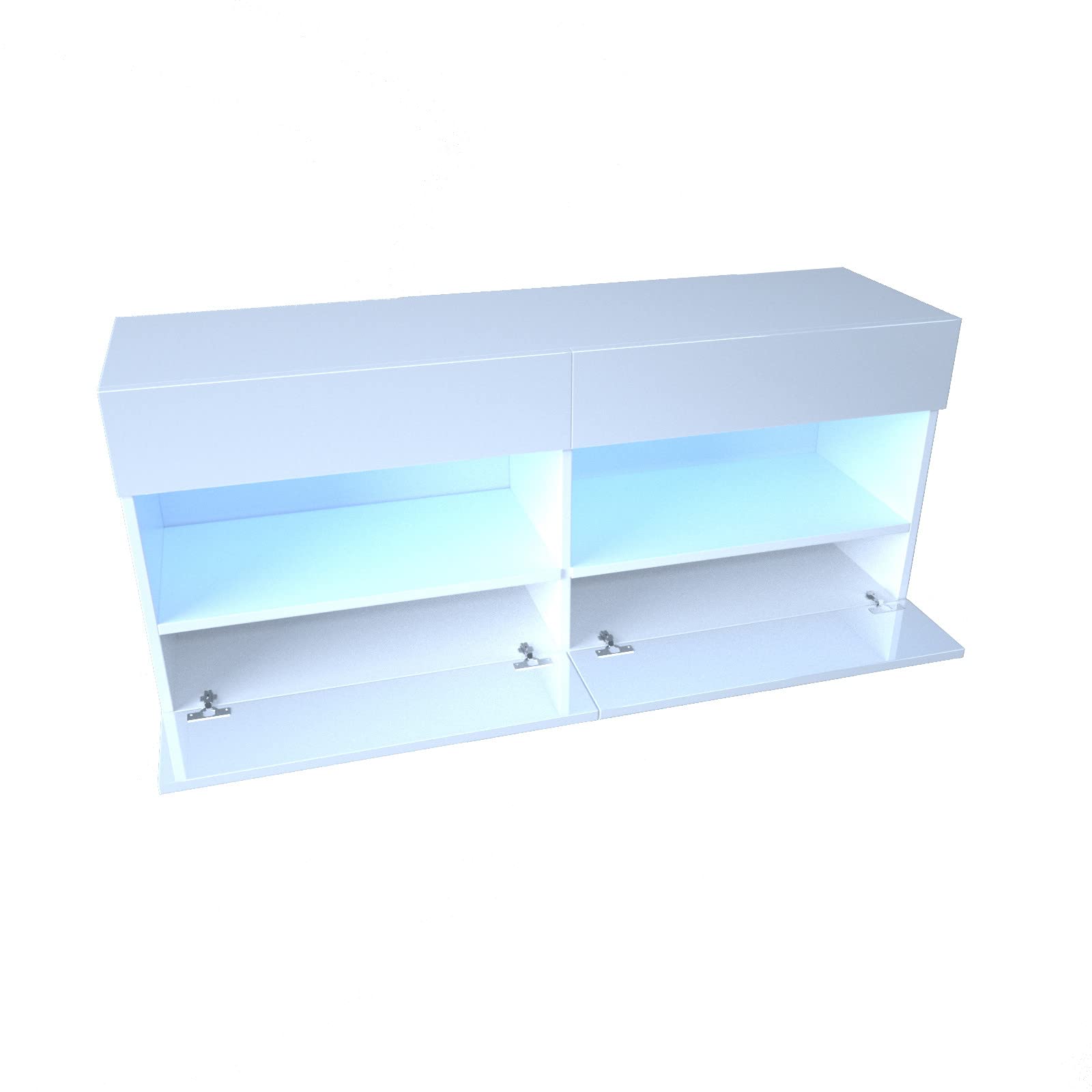 16-Color LED TV Stand with High Gloss Finish - Modern Smart TV Cabinet Entertainment Center with Multicolor Lighting for Living Room (White, 120×35×50cm) - Perfect for Movie Nights & Gaming Setup