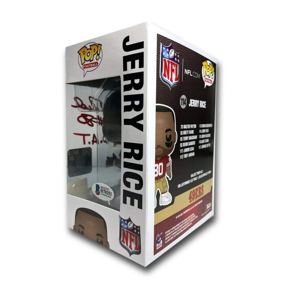 Jerry Rice Signed Autographed Funko Pop Figure with BAS COA - San Francisco 49ers NFL Collectible #114 - Perfect for Fans, Memorabilia Displays, and Sports Gifts
