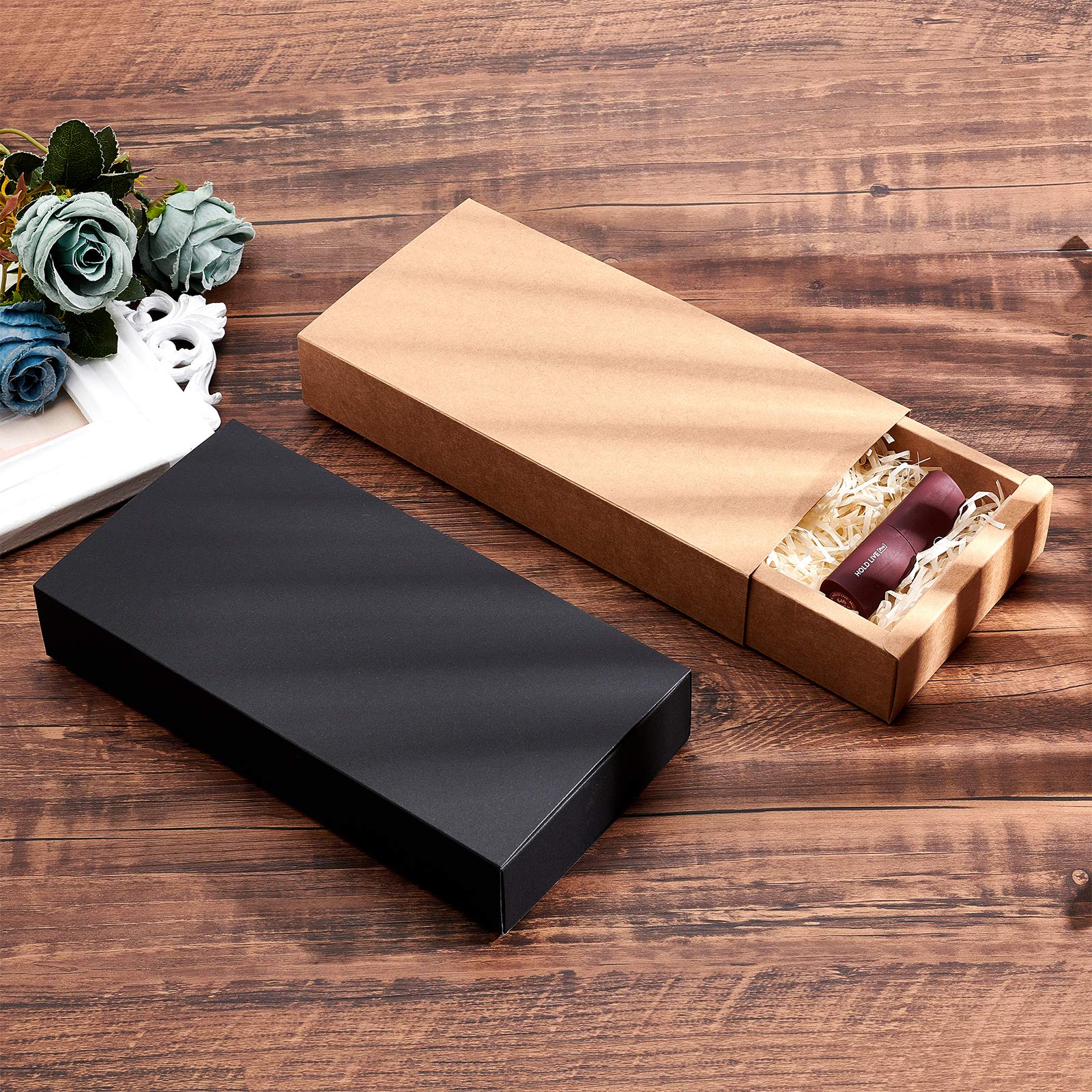 10 Pack Kraft Paper Drawer Boxes 24x12x4cm - Brown Small Gift Boxes for Soap, Jewelry, Candy & Snacks | Wedding Favors, Party Gifts & Gift Wrapping | Perfect for Home Organization, Retail Display & DIY Crafts