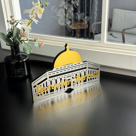 Ramadan Kareem Wooden Islamic Table Decor - Masjid Al Aqsa Mosque Gift for Muslim Home & Office Decoration - Perfect for Eid, Ramadan Gifts & Islamic Home Decor
