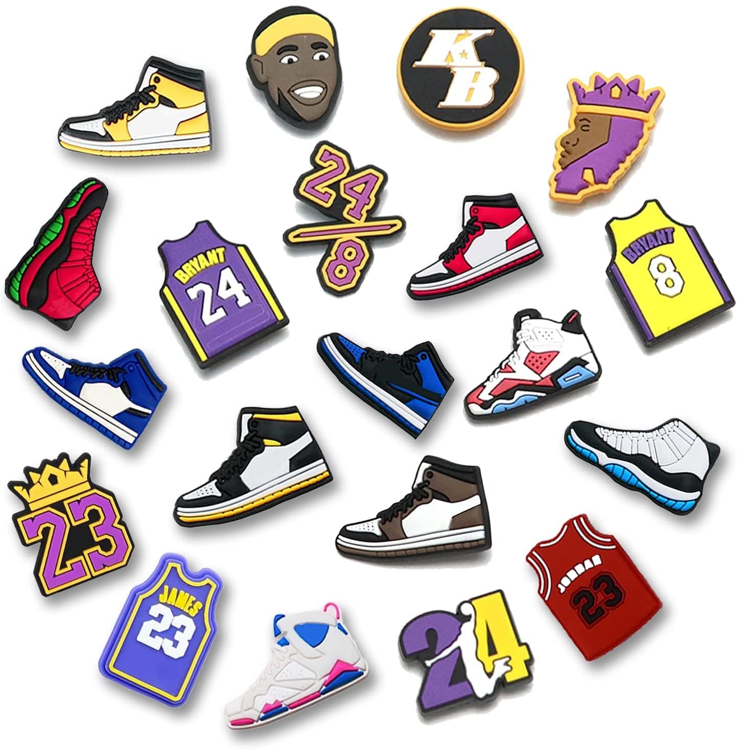 20 PCS Basketball Shoe Charms - Cute Sneaker Decorations for Crocs, Pins, Bracelets - Perfect for Kids, Teens, Boys, Girls & Men - Great for Birthday Gifts, Sports Events & DIY Craft Projects