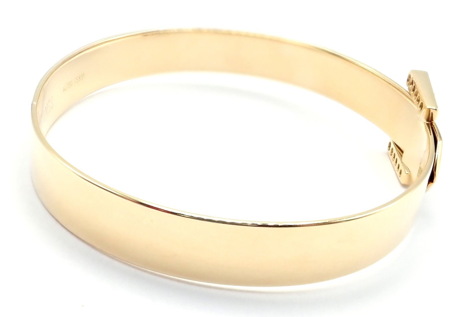 Authentic Hermes 18K Yellow Gold Diamond Buckle Bangle Bracelet for Women - Luxury Jewelry Gift for Anniversary, Birthday & Special Occasions