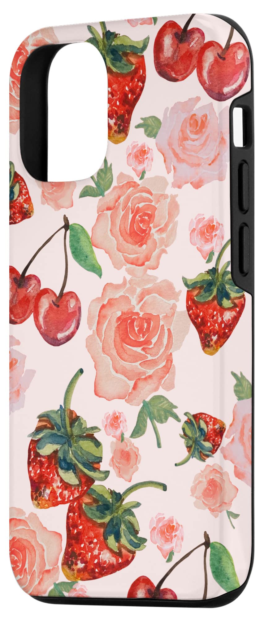 iPhone 12/12 Pro Case - Coquette Aesthetic Design with Strawberry, Rose & Cherry Floral Pattern | Trendy Grandmillennial Style Phone Cover for Women | Perfect for Everyday Use, Travel & Social Media Photos