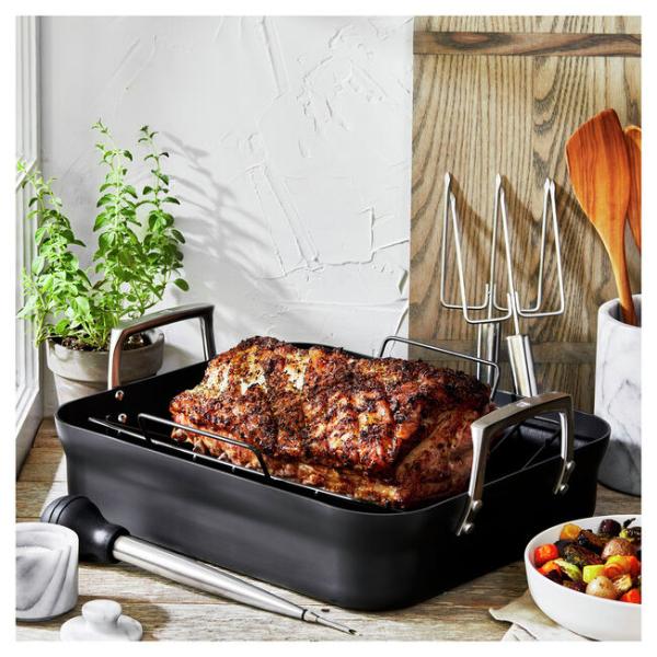 Zwilling Professional Hard Anodized Roasting Pan Set - 3-Piece Nonstick Cookware for Turkey, Chicken & Vegetables | Perfect for Thanksgiving, Christmas & Holiday Cooking