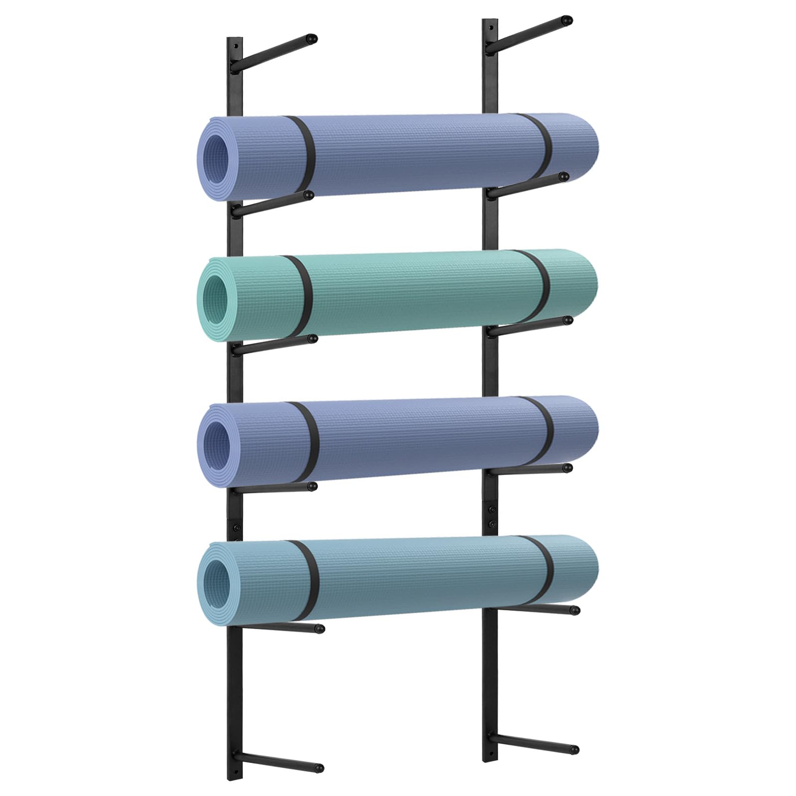Wall Mount Yoga Mat Holder & Organizer - Storage Rack for Yoga Mats, Foam Rollers, Skateboards & Ski Boards - Perfect for Home Gym, Yoga Studio & Sports Equipment Storage