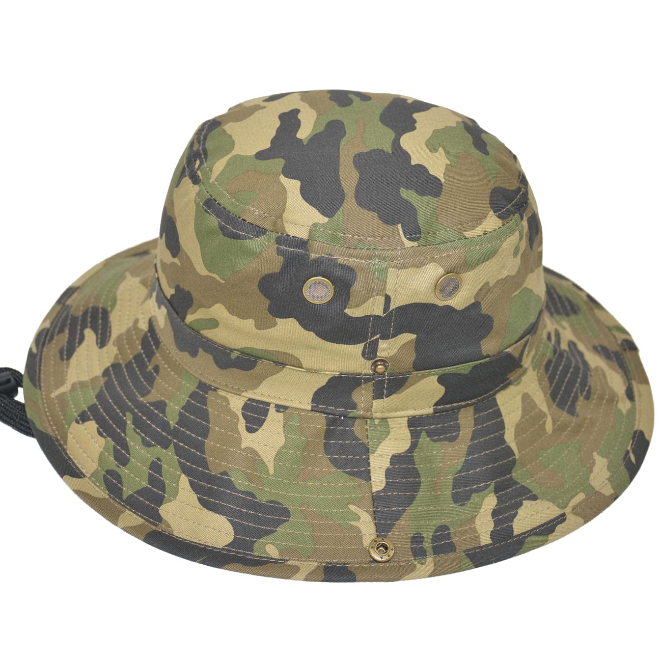 Boys Camo Sun Hat with Wide Brim - UPF 50+ Sun Protection Bucket Hat for Outdoor Activities, Hiking, Fishing & Safari - Kids Adjustable Boonie Hat for Beach, Jungle & Summer Adventures