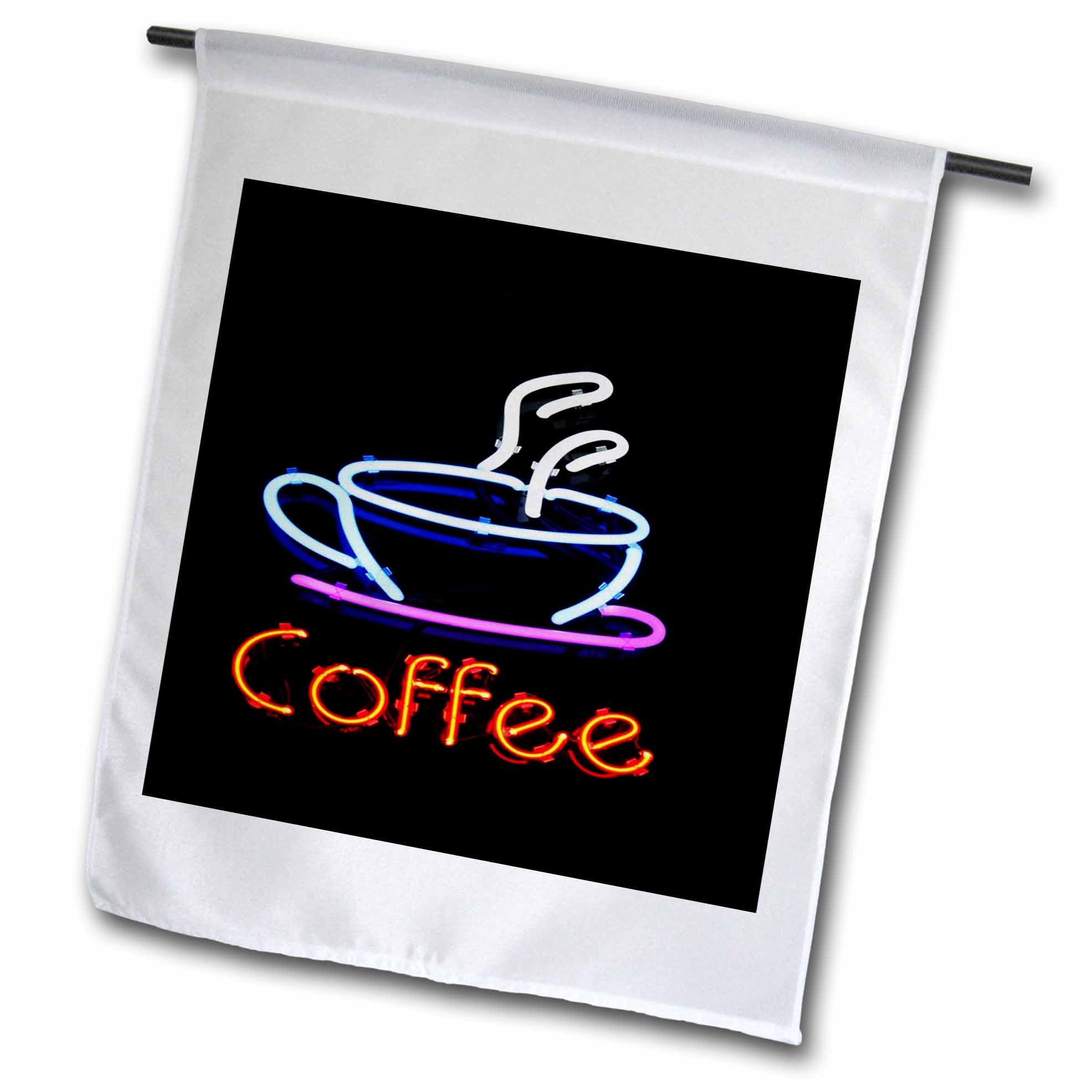 3dRose Neon Sign Coffee & Cup Design - 12x18 Inch Garden Flag for Outdoor Decor, Patio, Yard, and Seasonal Celebrations