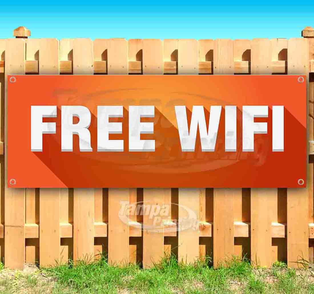 13 oz Heavy-Duty Vinyl Free WiFi Banner with Metal Grommets - Durable Non-Fabric Sign for Outdoor Events, Restaurants & Business Promotions