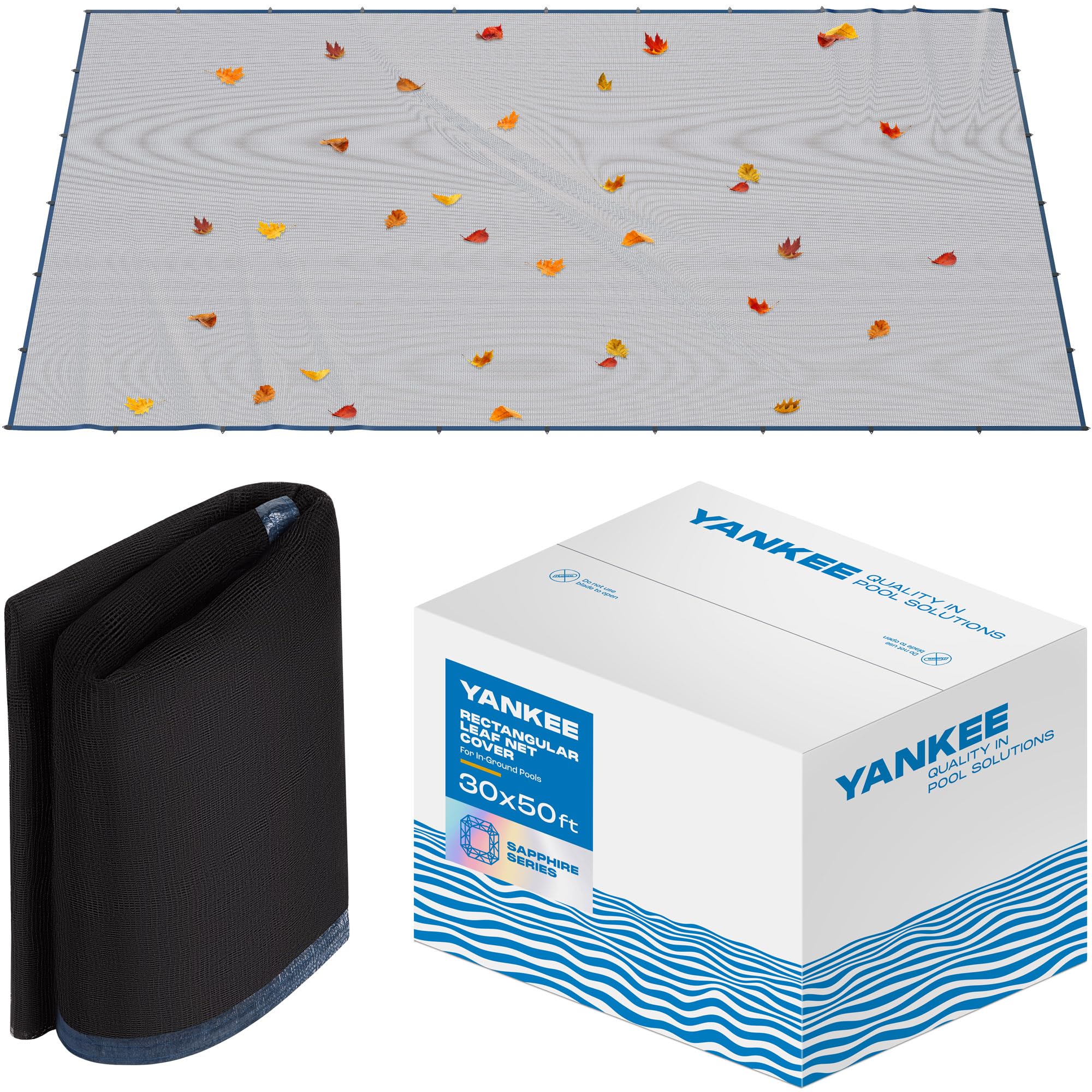 Heavy-Duty 30x50 Ft. Rectangular In-Ground Pool Leaf Net Cover - 0.15