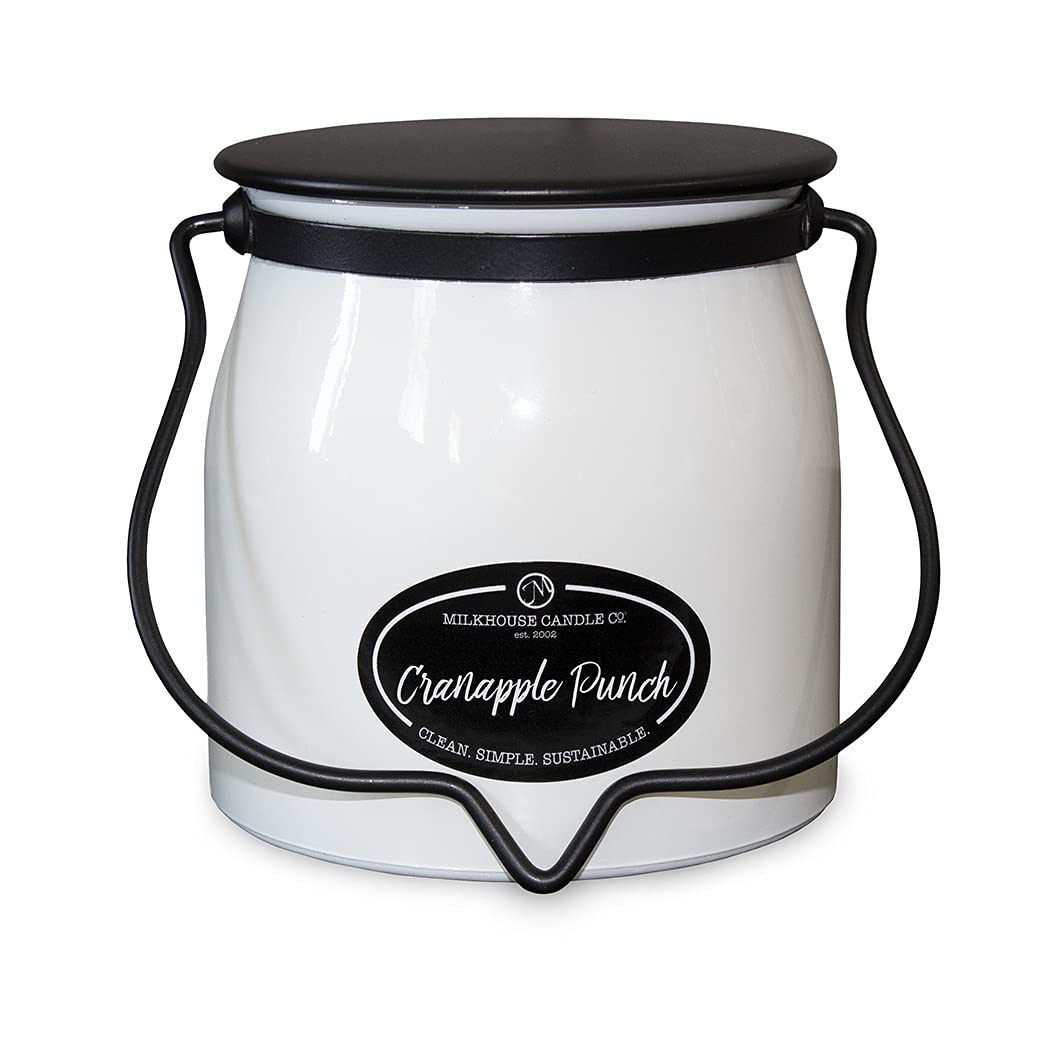 Milkhouse Candle Company Creamery Glow Collection - 16oz Scented Soy Candle in Butter Jar, Cranapple Punch Fragrance | Home Decor, Relaxation & Gift Idea for Holidays