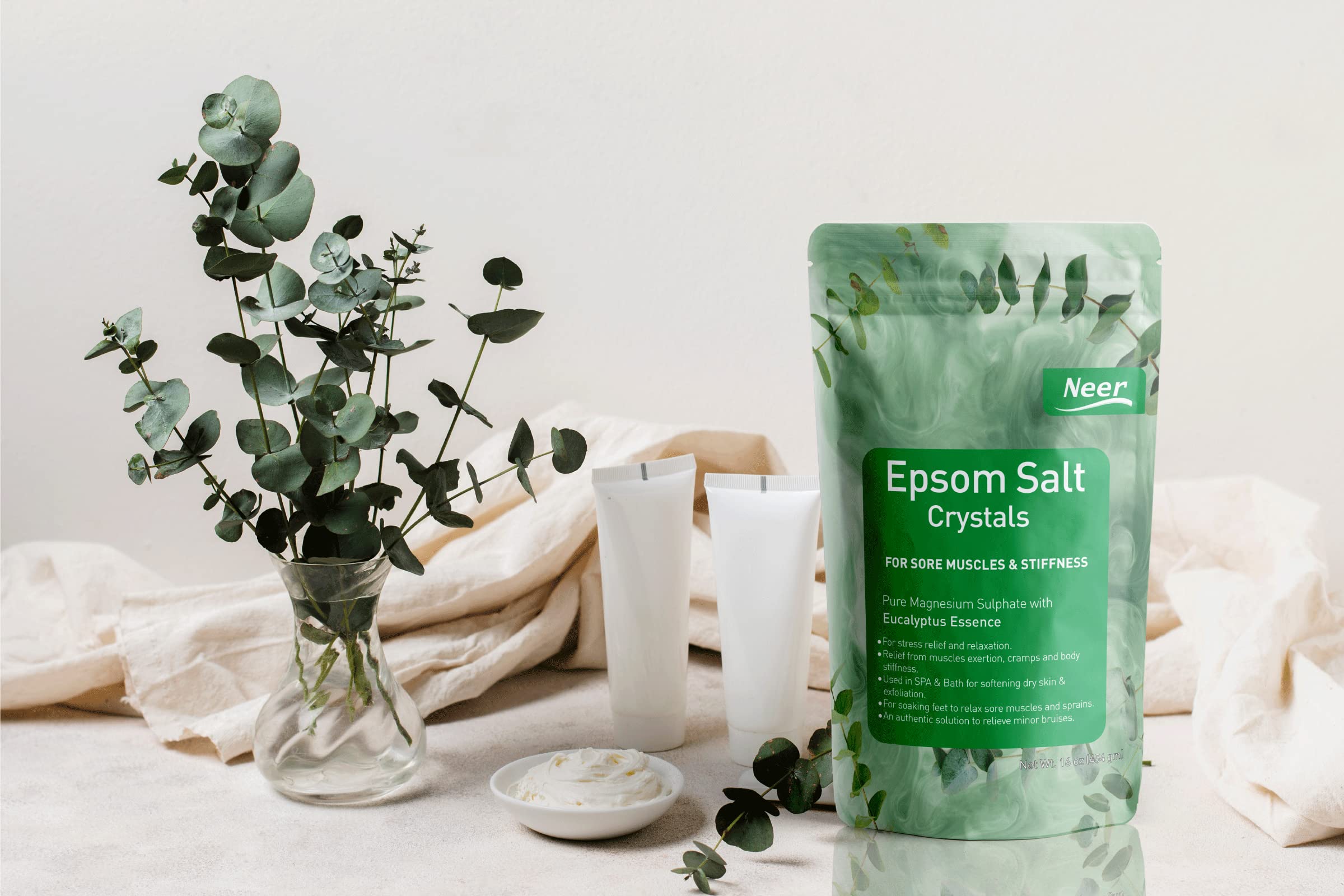 Neer Bath Salt - 12 Pack for Stress Relief, Muscle Relaxation & Detox | Eases Pain, Cramps & Toxins | Perfect for Spa, Self-Care & Post-Workout Recovery
