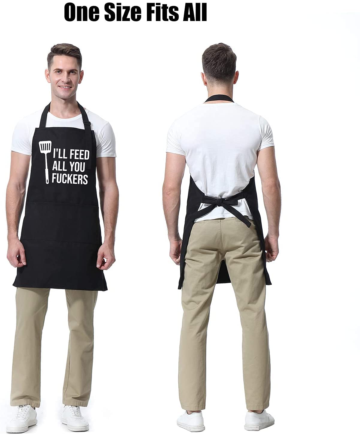 Funny Apron for Men & Women with 3 Pockets - Perfect Dad Gift, Husband Present for Christmas, Thanksgiving & Birthday - Durable Cooking, Grilling & BBQ Chef Apron - Great for Kitchen, Outdoor BBQ & Holiday Gifting