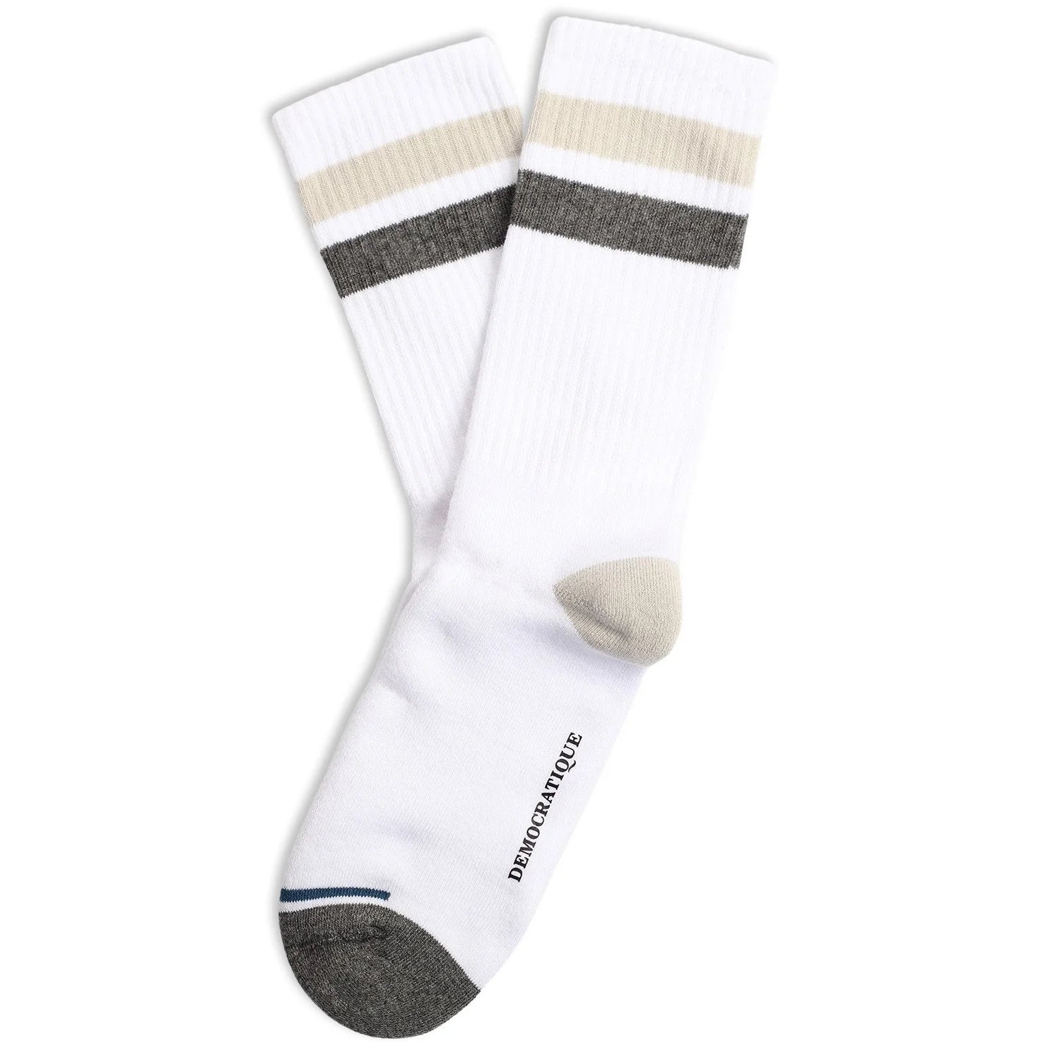 Classic Striped Athletic Socks for Men & Women - Breathable Cotton Blend (White, Gray, Stone, Navy) - Perfect for Running, Gym & Casual Wear