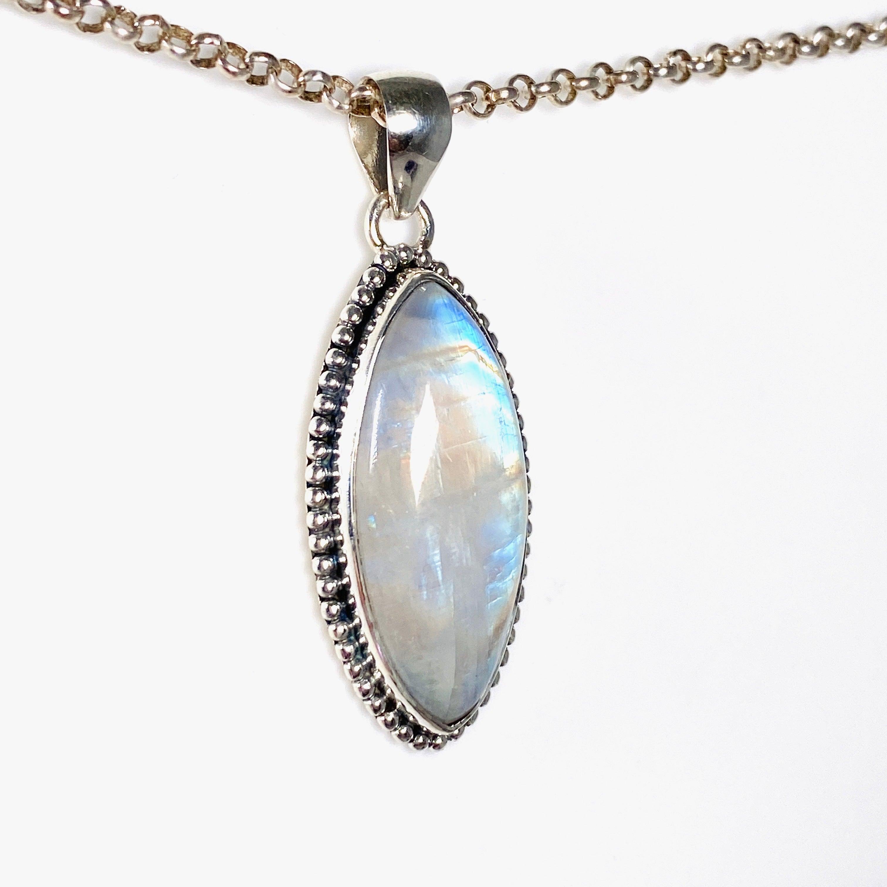 Moonstone Marquise Pendant Necklace KPGJ4033 - Elegant Gemstone Jewelry for Women, Perfect for Weddings, Parties & Special Occasions