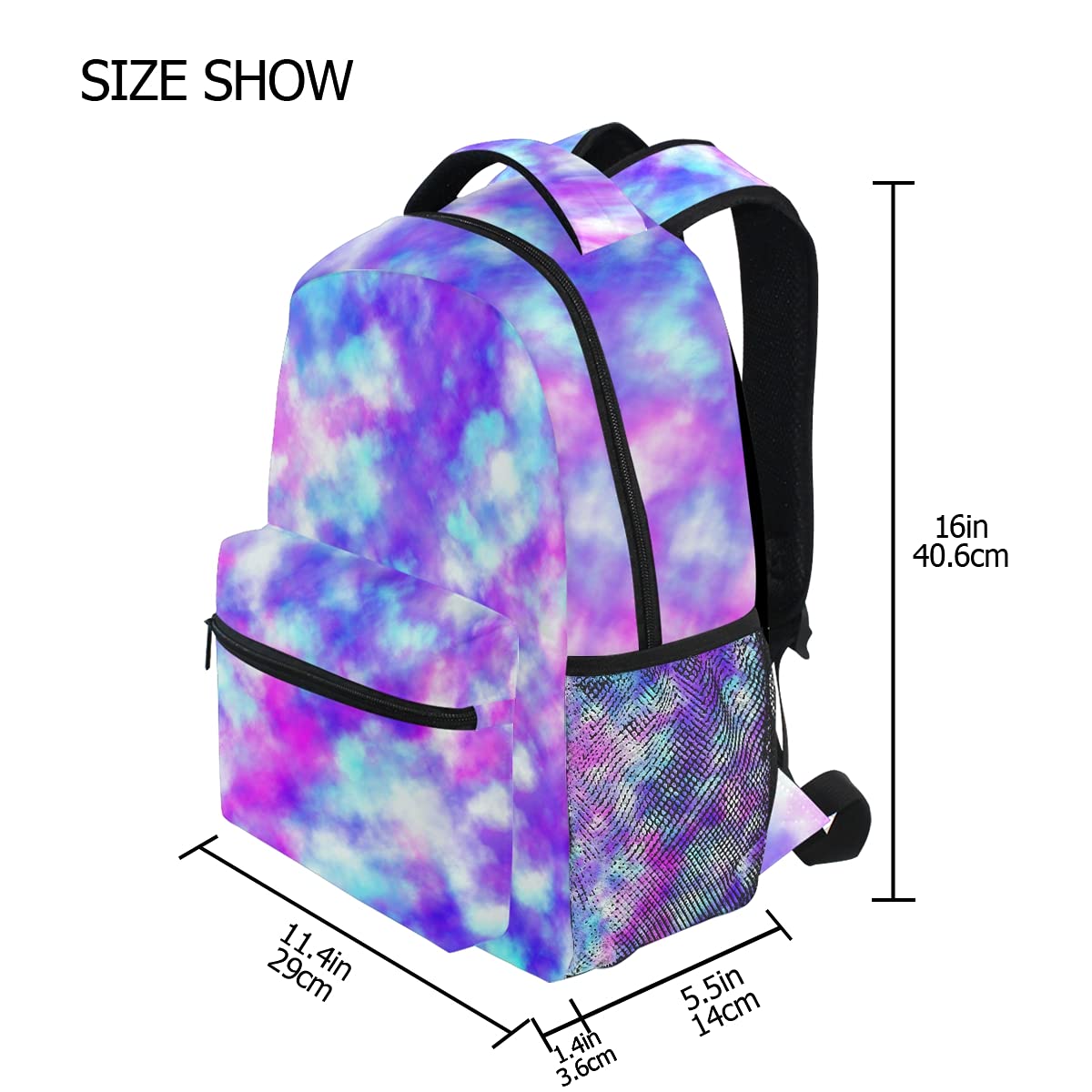 ALAZA Shiny Rainbow Tie Dye Backpack for Kids - Waterproof School Bookbag for Elementary Teens, Boys & Girls - Laptop Daypack for Travel, College & Daily Use