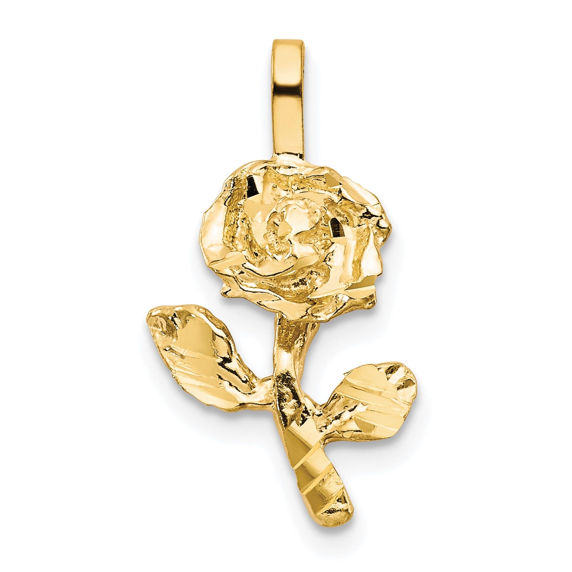 10K Solid Yellow Gold Rose Flower Necklace Pendant - Elegant Floral Jewelry for Women, Perfect for Valentine's Day Gifts, Anniversaries & Special Occasions