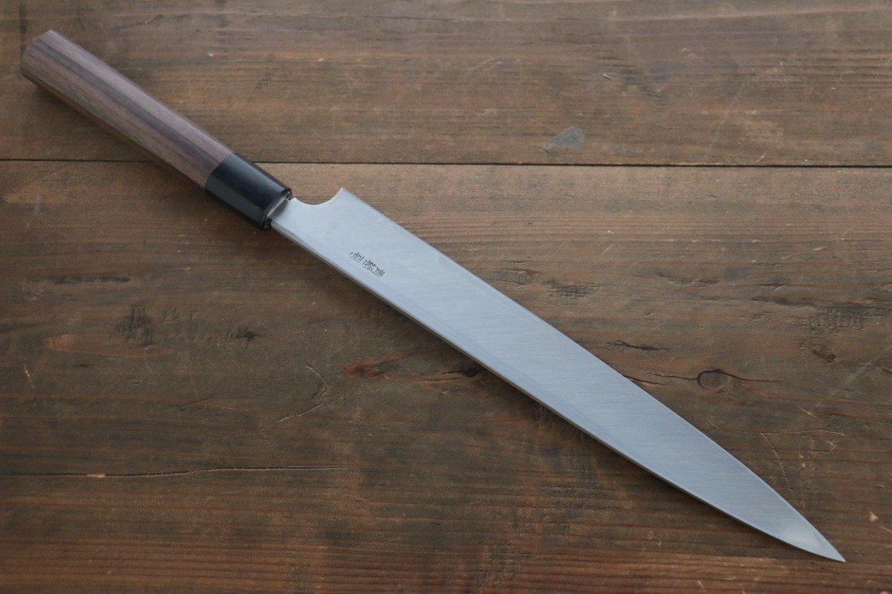 Premium Hideo Kitaoka Blue Steel No.2 Damascus Yanagiba Sushi Knife 270mm with Exquisite Shitan Handle - Perfect for Sushi Chefs & Japanese Cuisine Preparation