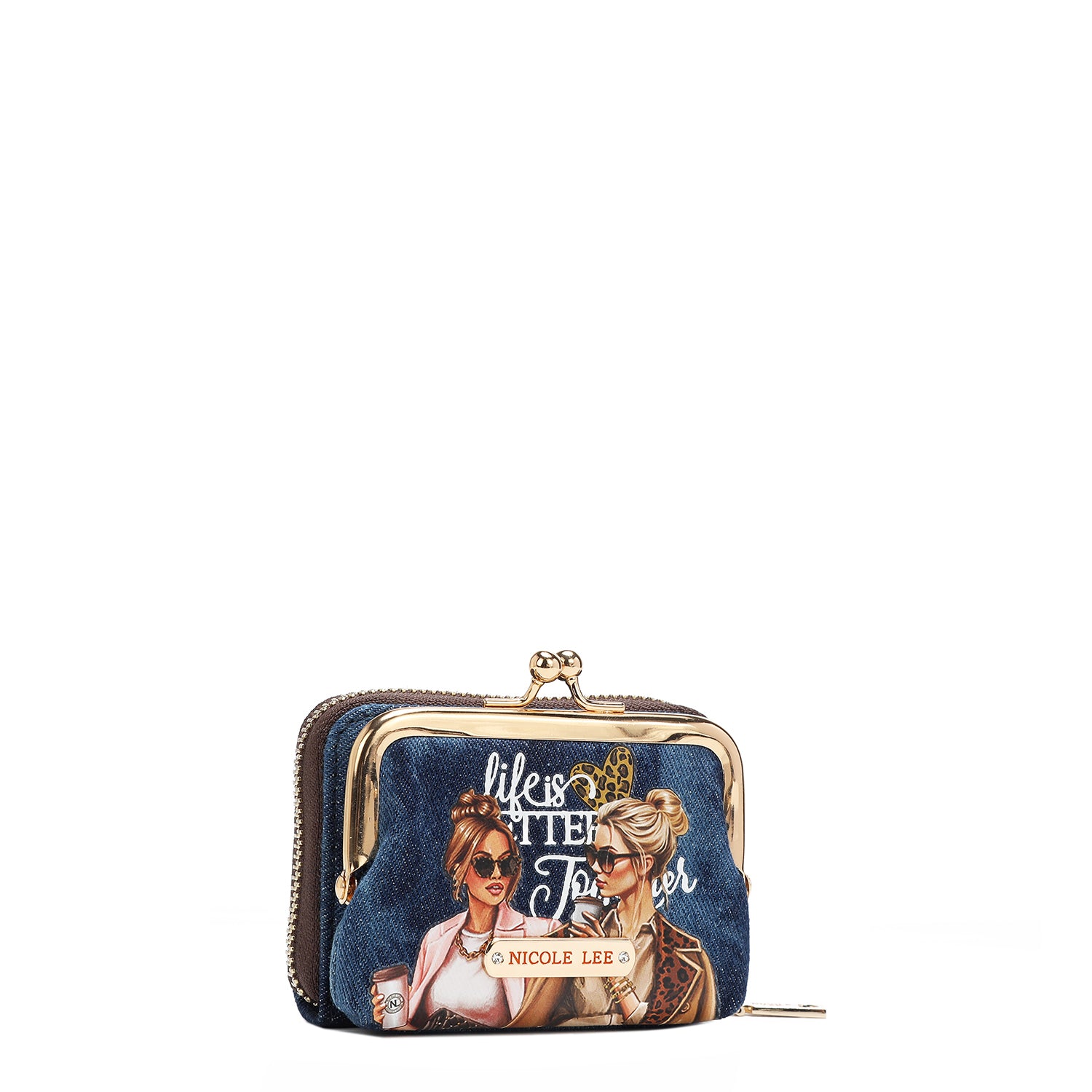 DENIM JULIA MINI WALLET - Stylish Women's Small Wallet with Card Slots & Zipper Pocket - Perfect for Everyday Use, Travel & Night Out