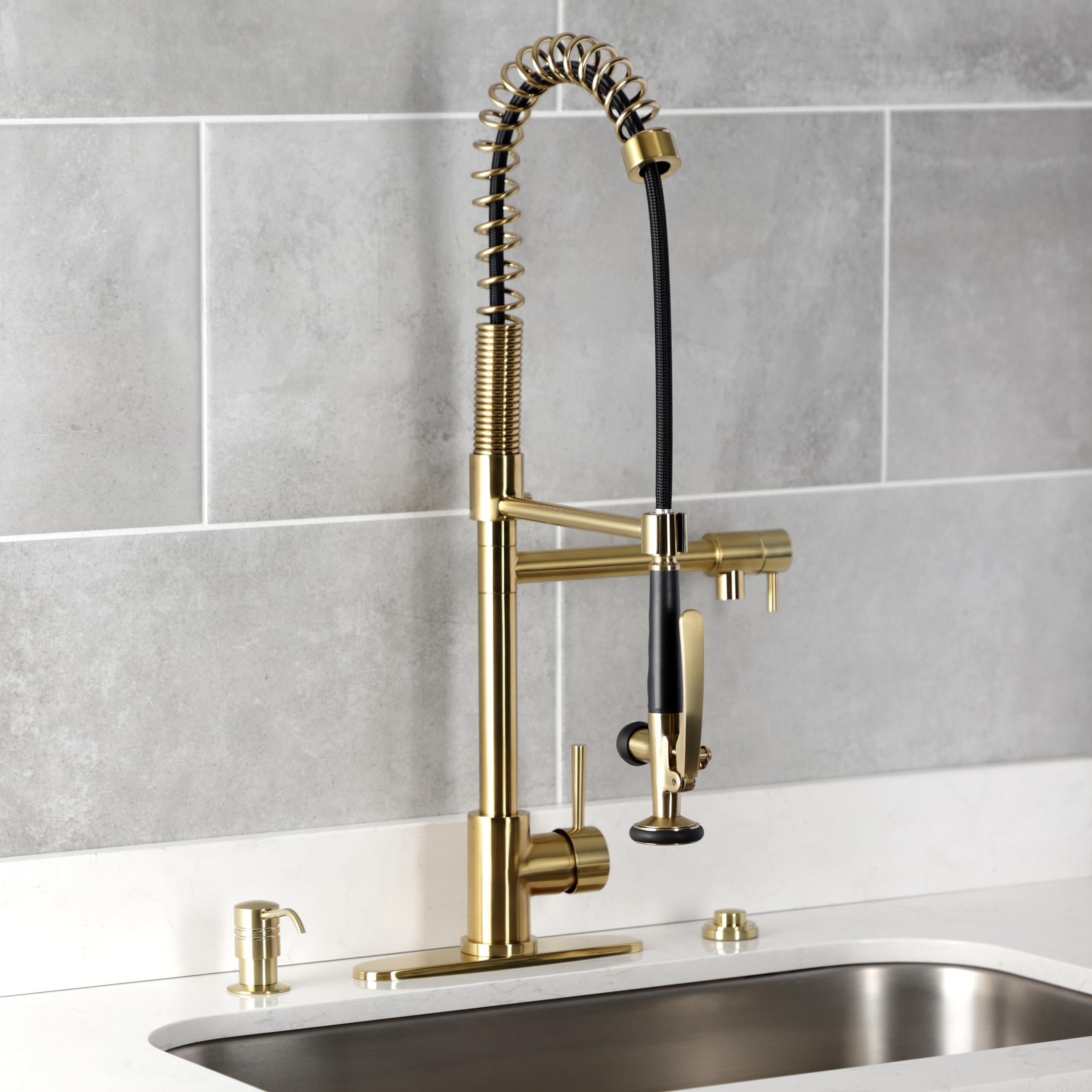 Kingston Brass KATSK217 Gourmetier Single Outlet Garbage Disposal Air Switch Kit in Brushed Brass - Perfect for Kitchen Sink Waste Disposal Systems