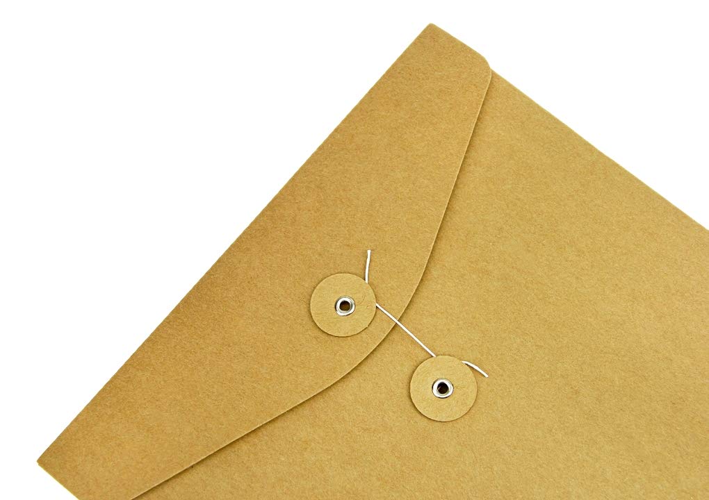 10 Pcs A4 Kraft Paper File Folders with String Closure - Thick Document Organizer for Bills, Receipts & Office Supplies (31 x 23.5cm) | Reusable Project Pockets, Eco-Friendly Storage Solution for Home & Office Organization
