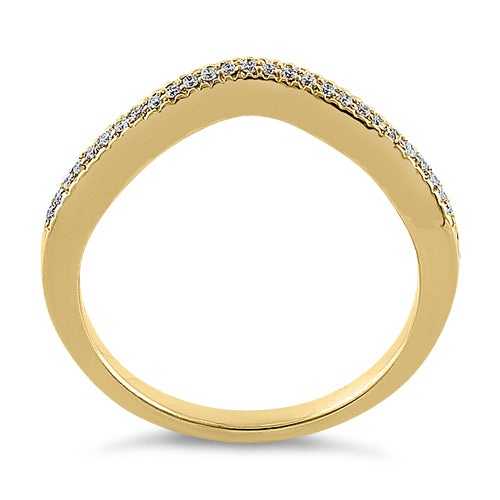 14K Yellow Gold V-Shaped Diamond Ring - 0.10 ct. Solitaire Engagement Ring for Women, Wedding Band, Anniversary Gift for Her