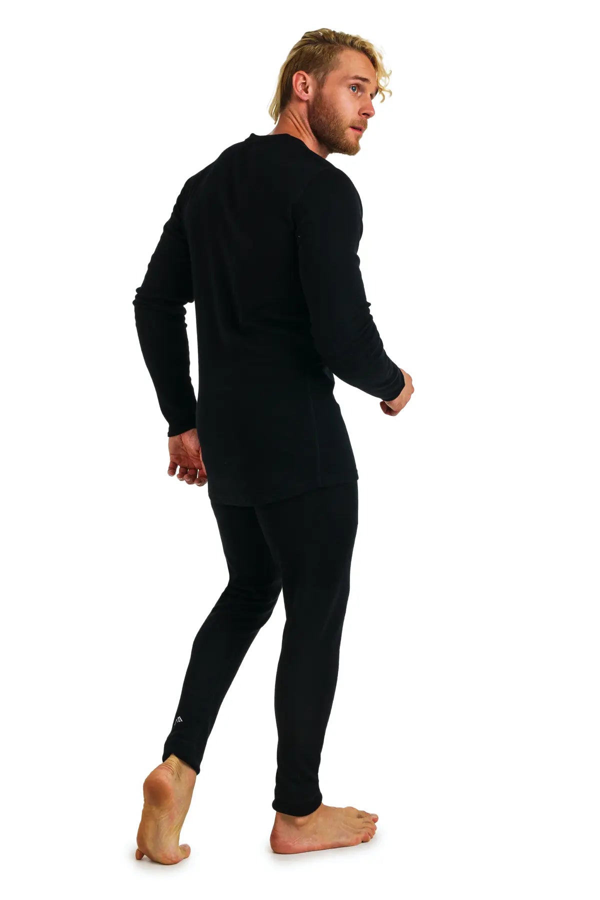Men's Merino Wool Thermal Underwear Set 320 GSM - Black | Winter Base Layer for Skiing, Hiking & Cold Weather