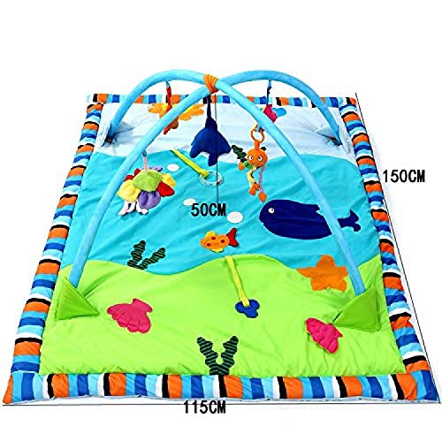 Soft Ocean Pattern Baby Playmat with Removable Toys - Non-Toxic Crawling Mat for Infants & Toddlers - Perfect for Nursery Floor, Playtime & Learning Activities