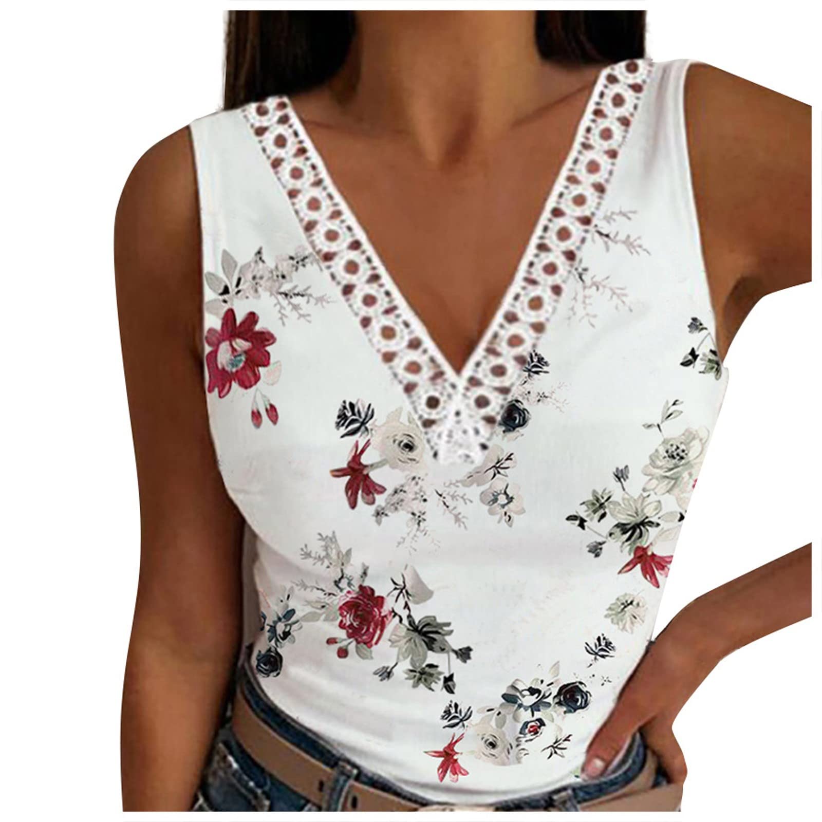 Stylish Women's Sleeveless V-Neck Printed Loose Vest Top - Casual Fashion Summer Tops for Women - Perfect for Beach Outings, Parties & Daily Wear