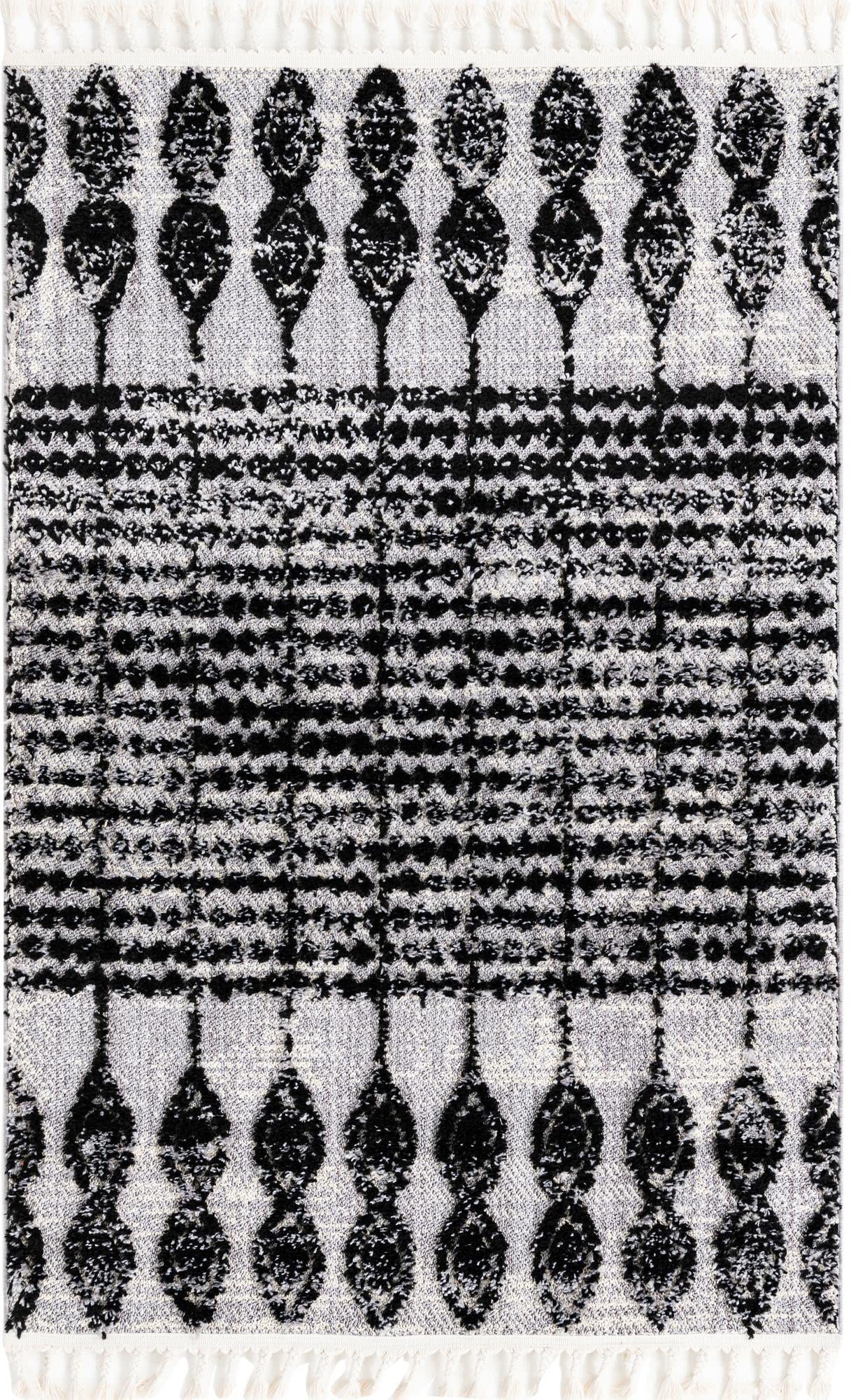 Unique Loom Cherokee Collection Area Rug - Asheville Style 4'x6' Rectangular Rug in Black & Ivory for Living Room, Bedroom & Office Decor