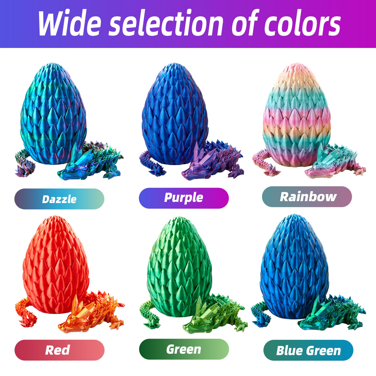 3D Printed Dragon Egg - 15 Inch Crystal Dragon Easter Surprise Egg | Fidget Toys for Stress Relief, Kids Gifts & Executive Home Office Decor | Perfect for Easter Celebrations, Birthday Presents and Fantasy Themed Room Decor