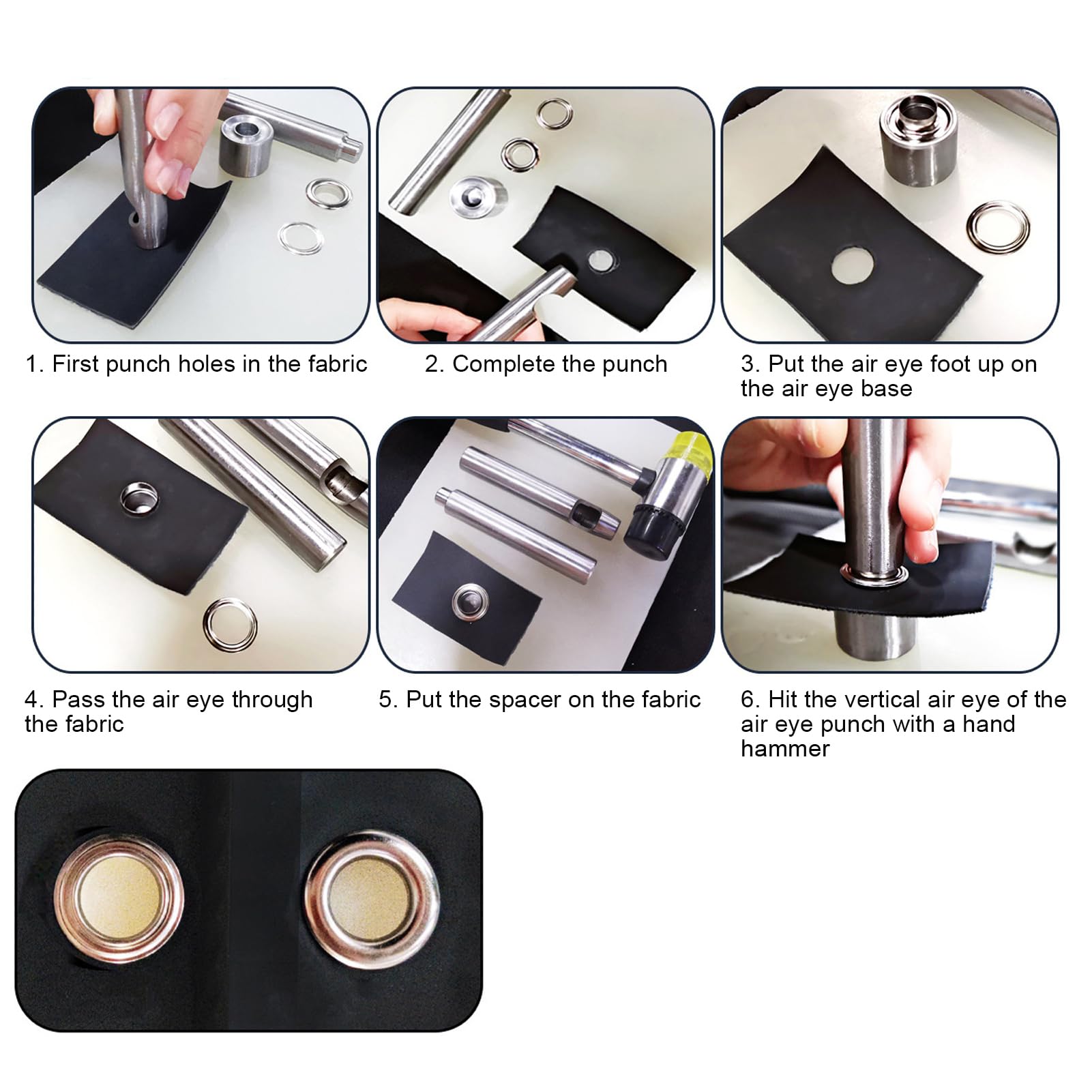 Vomeko 8mm Color Plated Eyelet Kit - DIY Leather Craft Tools for Belts, Bags & Clothing Repair | Eyelet Punch & Setting Tool for Handmade Leather Projects