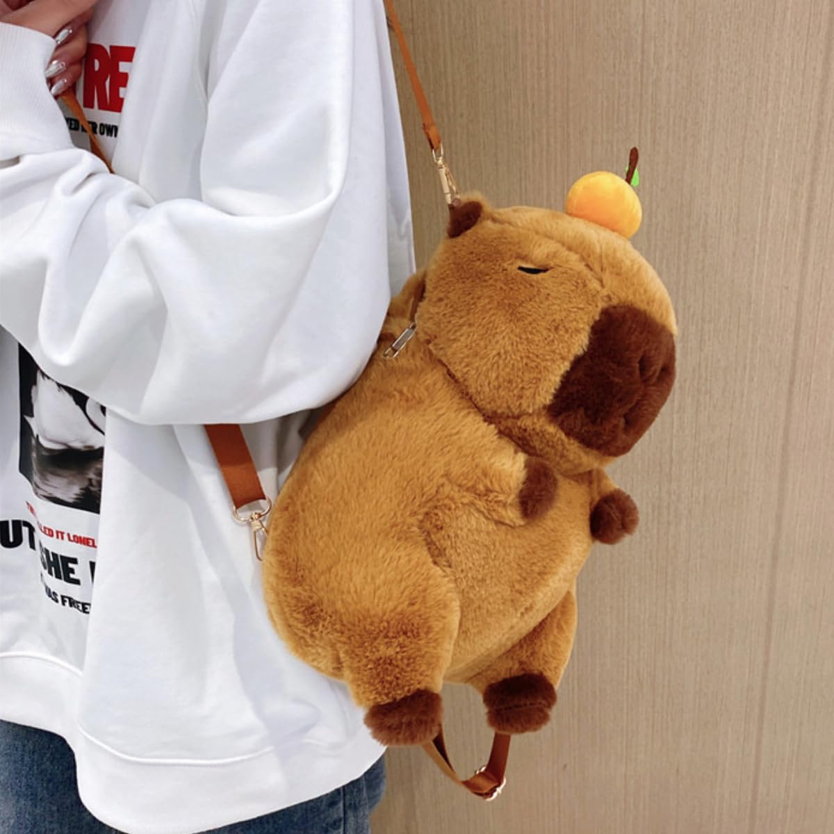 Y2K Kawaii Capybara Plush Backpack for Women - Cute Brown Travel Bag & Casual Daypack - Perfect Gift for Animal Lovers, Outdoor Adventures & School Use