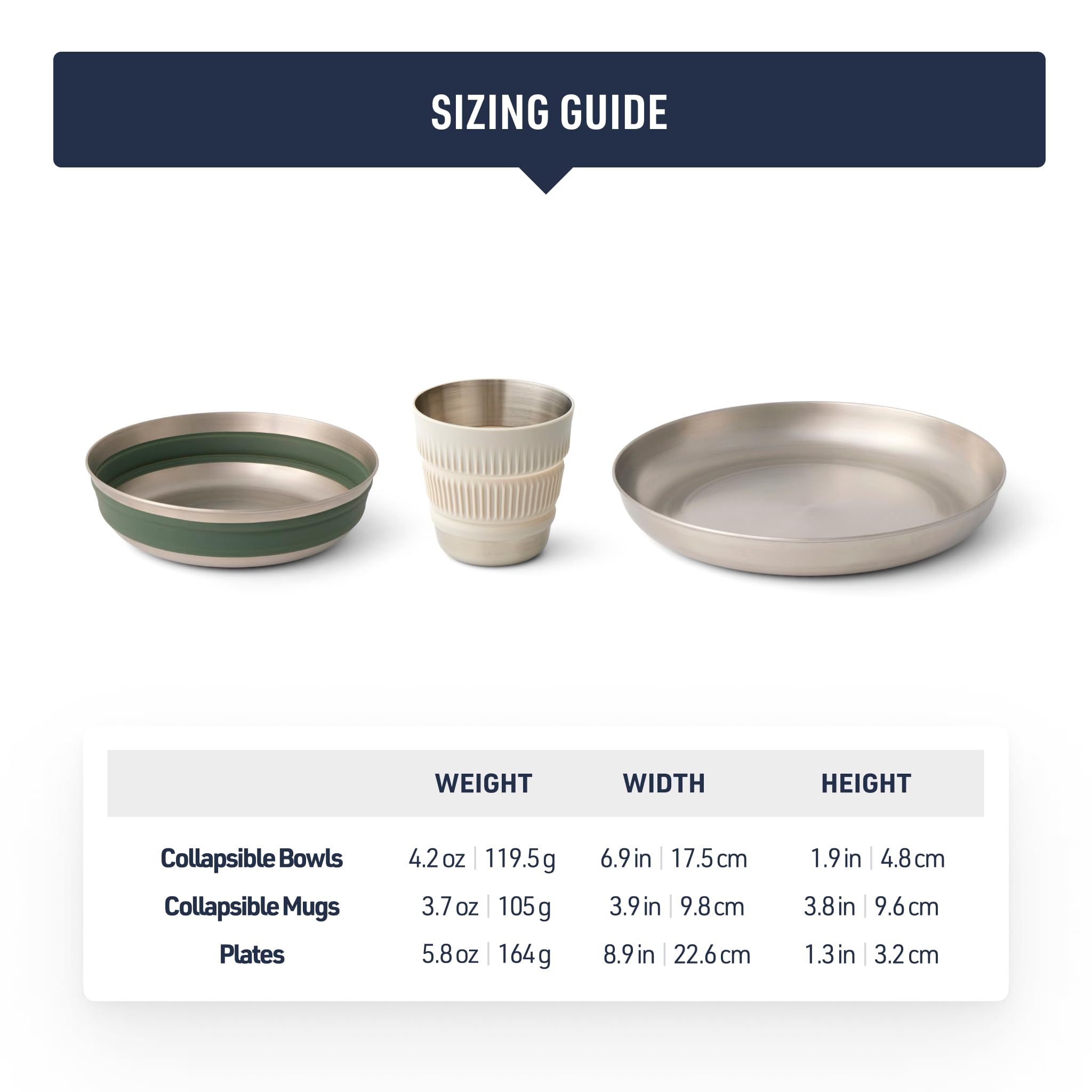Sea to Summit Detour Stainless Steel Collapsible 2-Person Camping Dinnerware Set - 2 Plates, 2 Bowls & 2 Mugs - Lightweight & Compact for Backpacking, Hiking & Outdoor Adventures